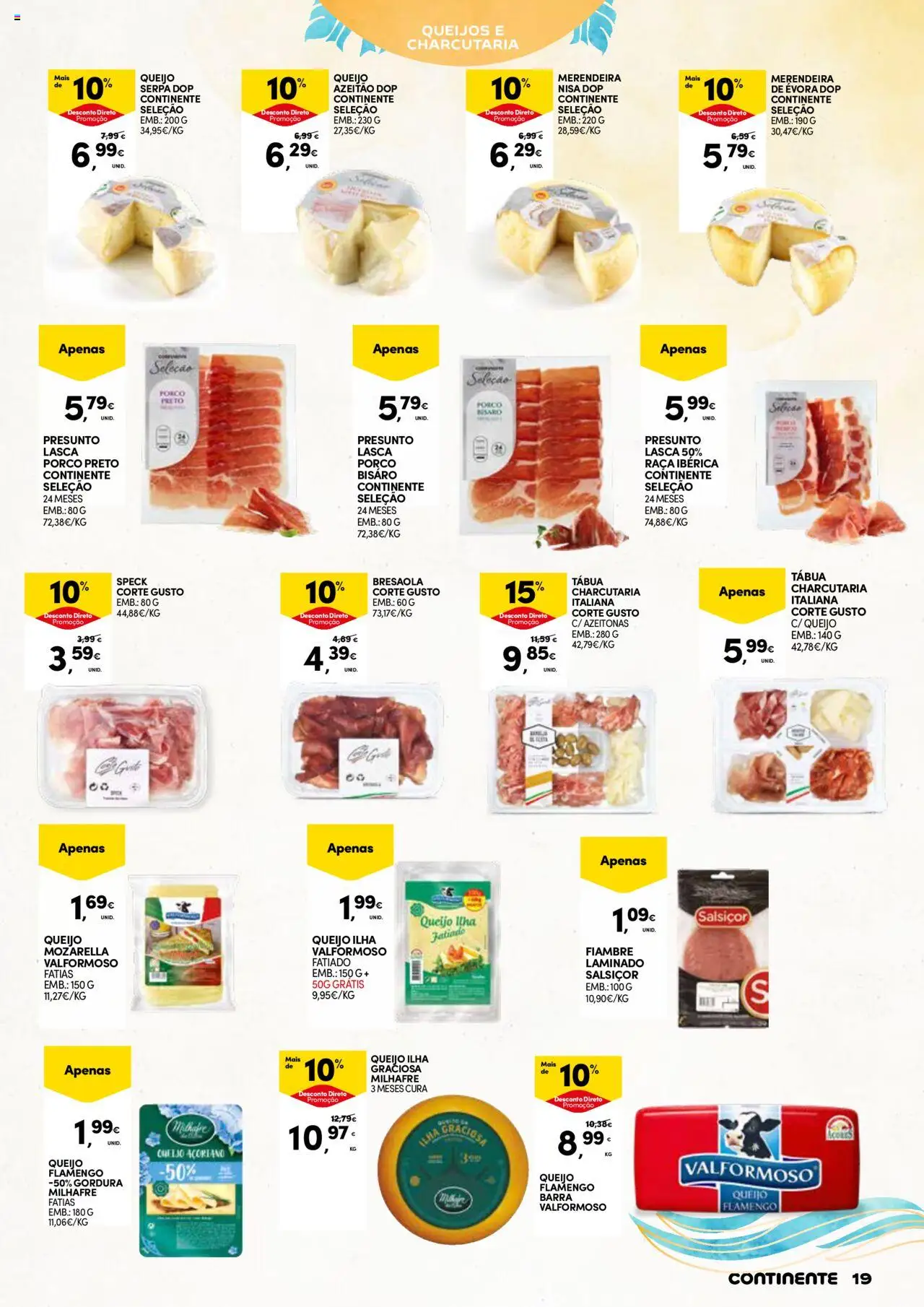 Continente - Verão │ válido de 17.06.2025 | Página: 19 | Produtos: Tábua, Azeitonas, Queijo, Presunto