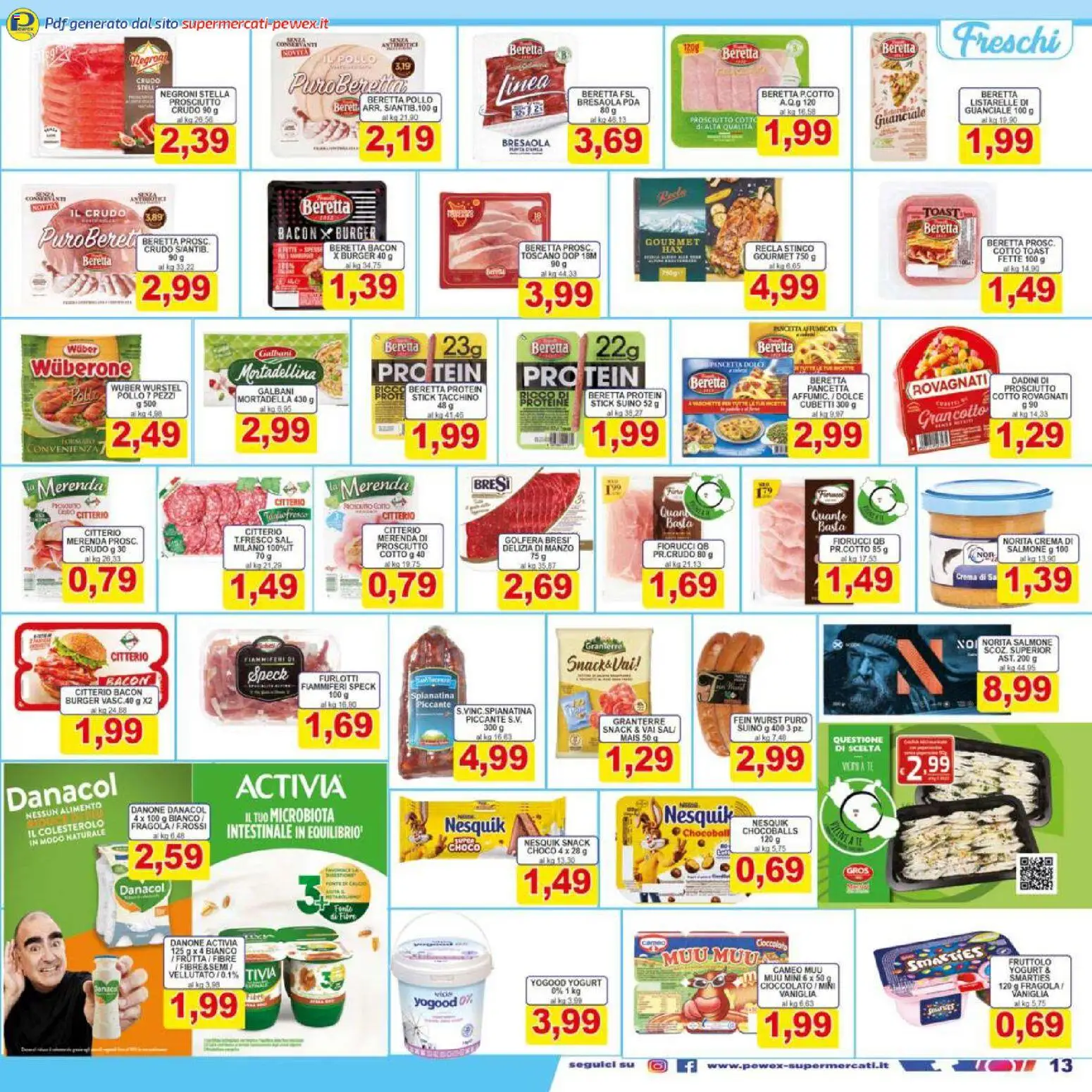 Volantino Pewex del 16.01.2026 | Pagina: 13 | Prodotti: Crema, Yogurt, Bresaola, Mais