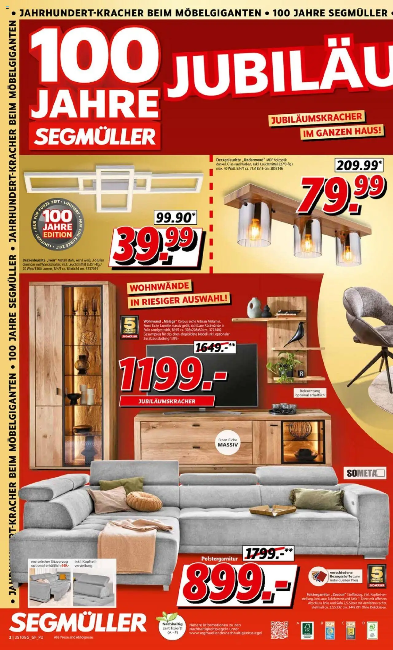 Segmüller Jahrhundert Kracher – gültig ab 20.09.2025 | Seite: 2 | Produkte: Wohnwand, Sofa