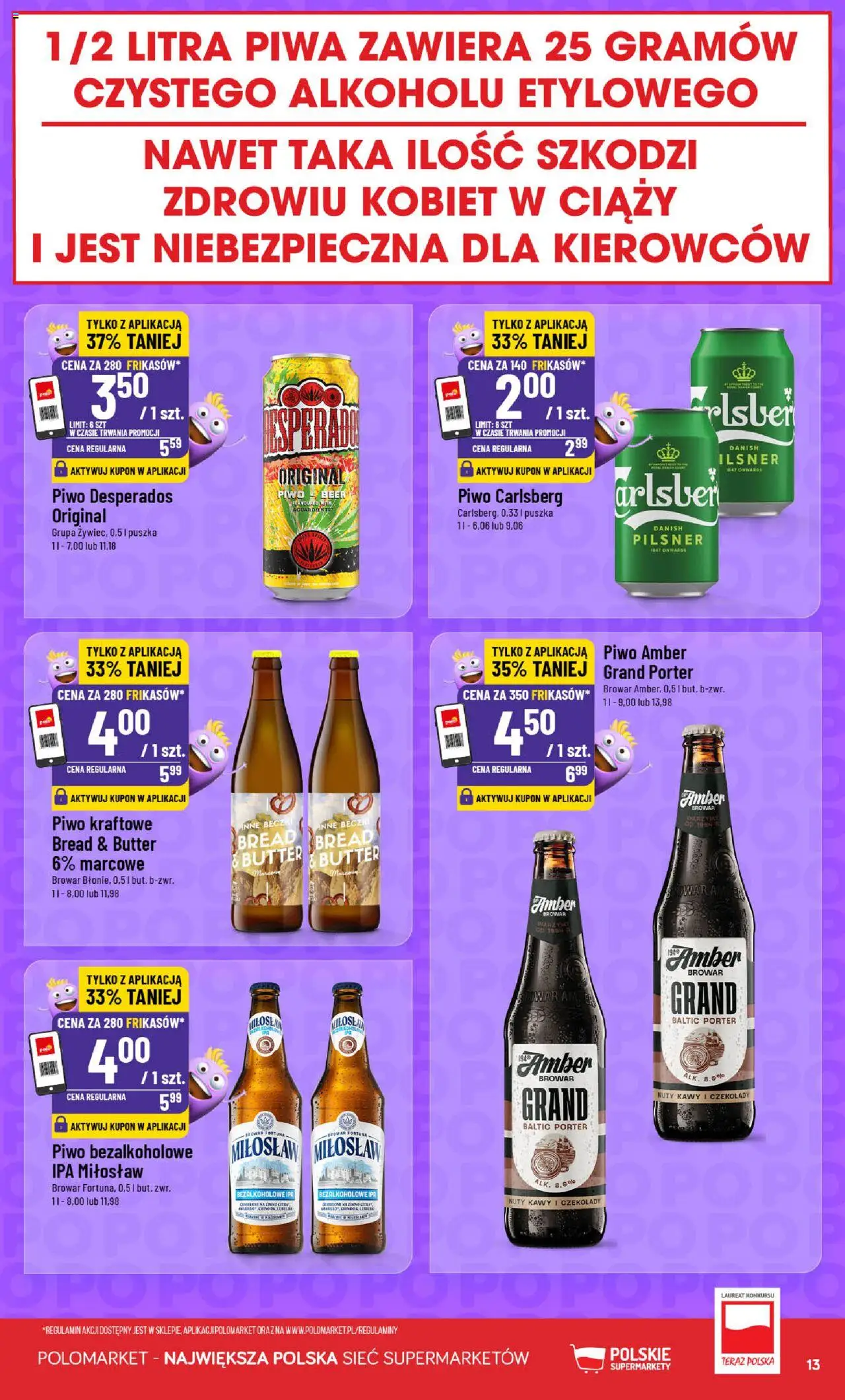 POLOmarket Gazetka - Frikasowe hity od 06.08.2025 | Strona: 13 | Produkty: Czekolady, Piwo Desperados, Piwo Carlsberg, Piwo