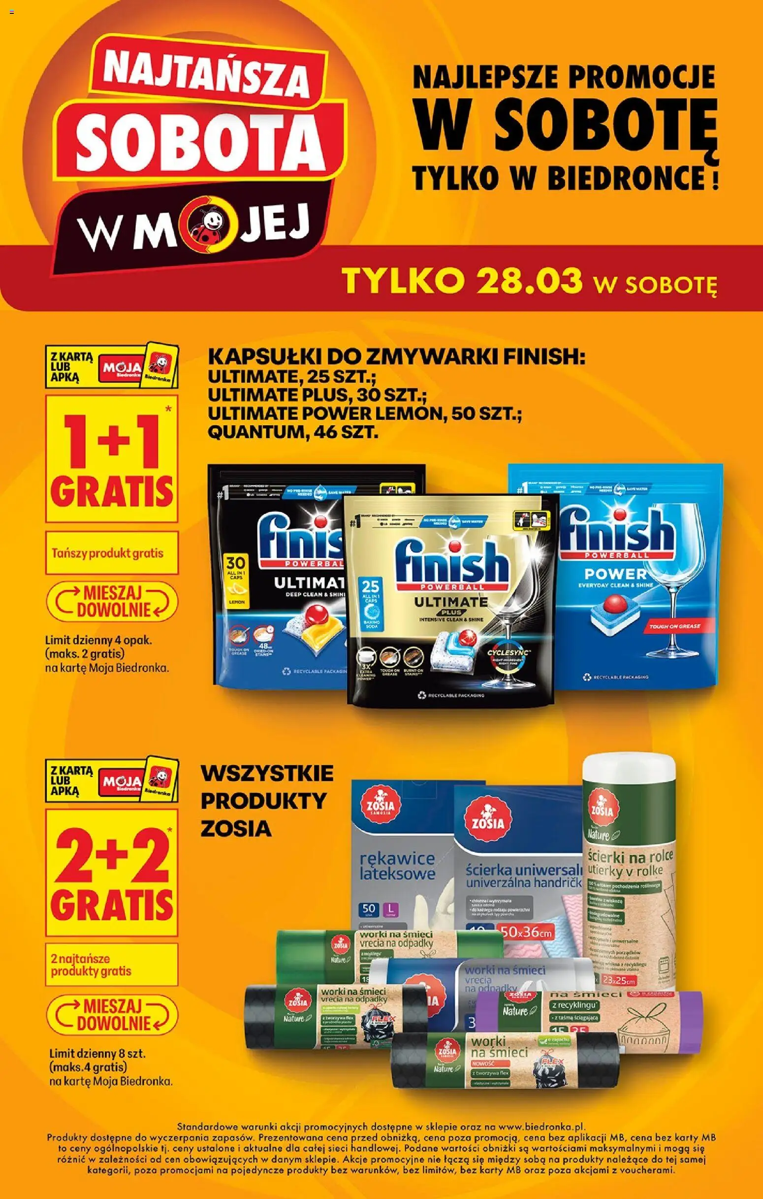 Biedronka Polsko leták - Najtańsza sobota od 28.03.2026 | Strana: 2 | Produkty: Finish, Karty
