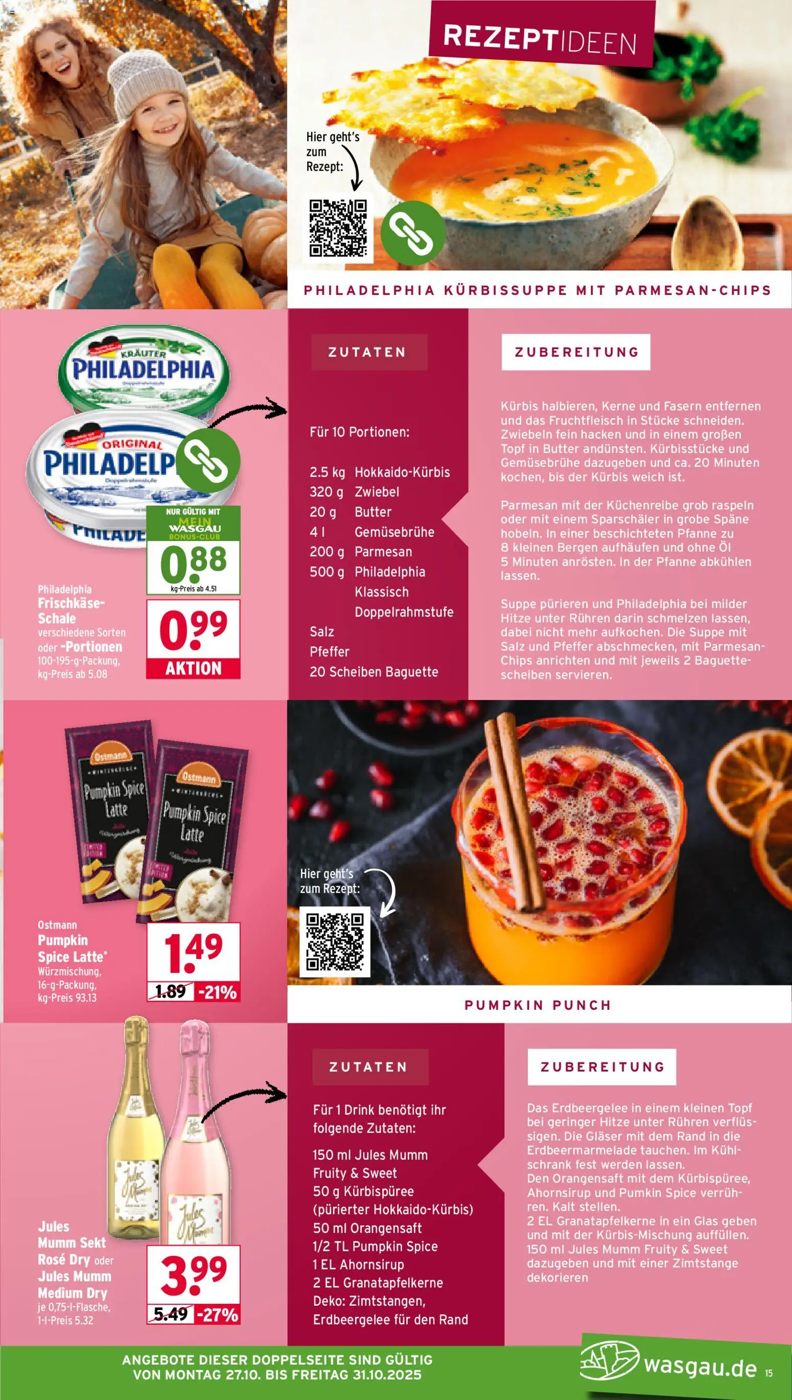 Wasgau Prospekt 	 – gültig ab 27.10.2025 | Seite: 15 | Produkte: Sekt, Schrank, Orangensaft, Chips