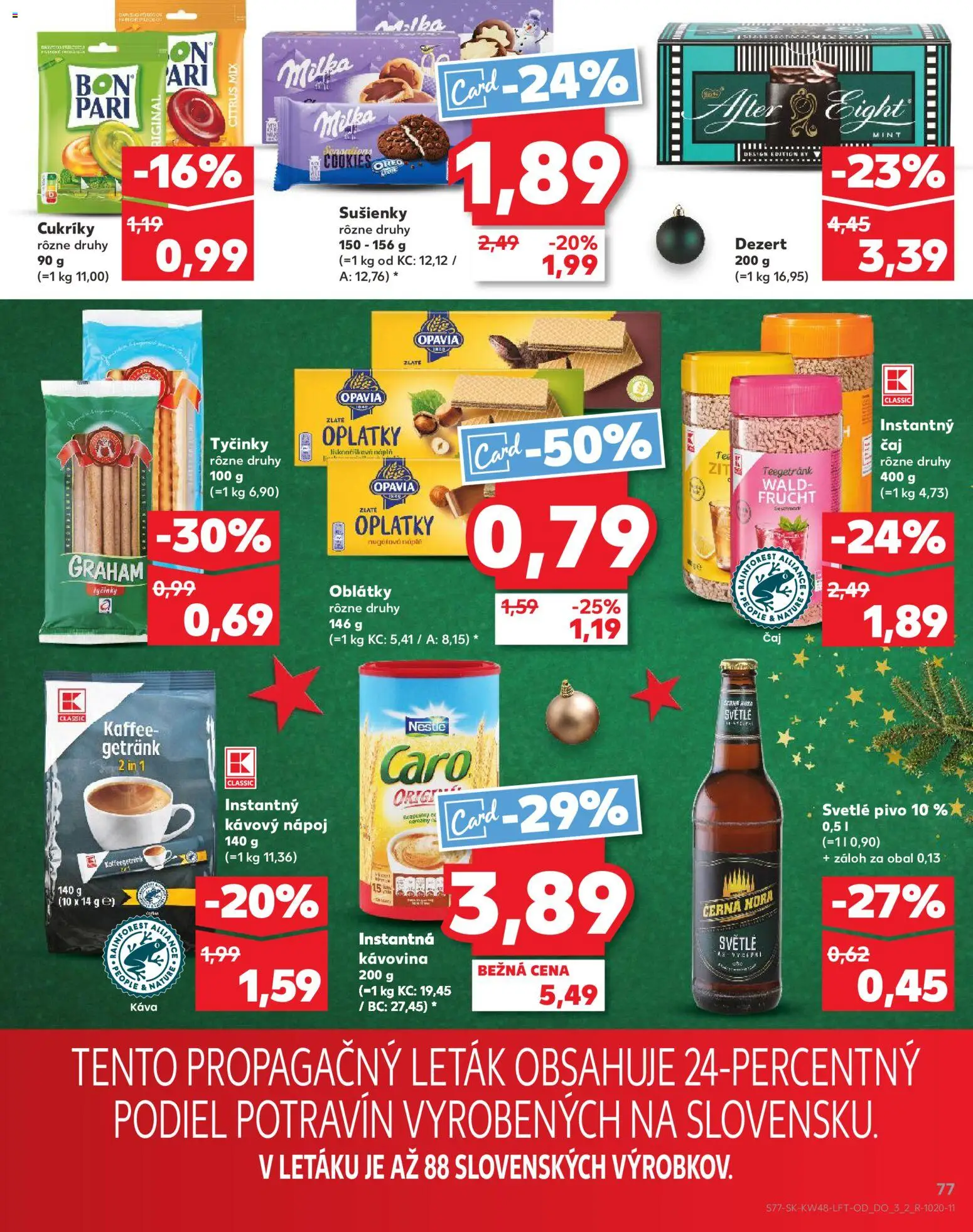 Nové Kaufland akcie – leták je platný od 27.11.2025 | Strana: 77 | Produkty: Pivo, Káva, Čaj, Milka