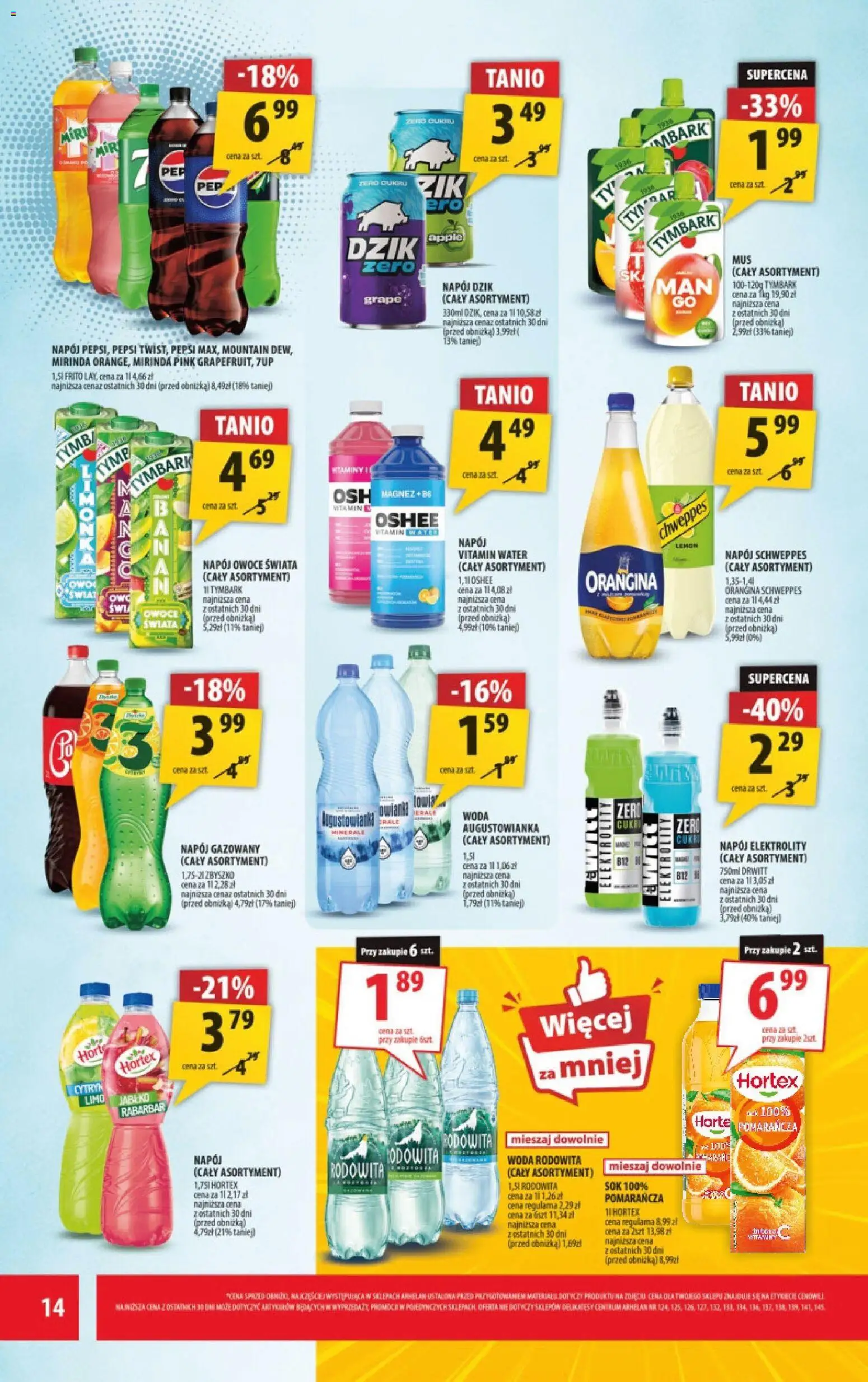 Arhelan Black Friday od 21.11.2025 | Strona: 14 | Produkty: Pepsi, Sok, Woda, Owoce