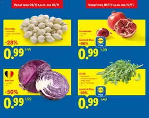 Granaatappel, per stuk - Voorbeeld van een folder van Lidl, geldig van 05.11.2025 | Pagina: 3 | Producten: Granaatappel, Kool, Rucola