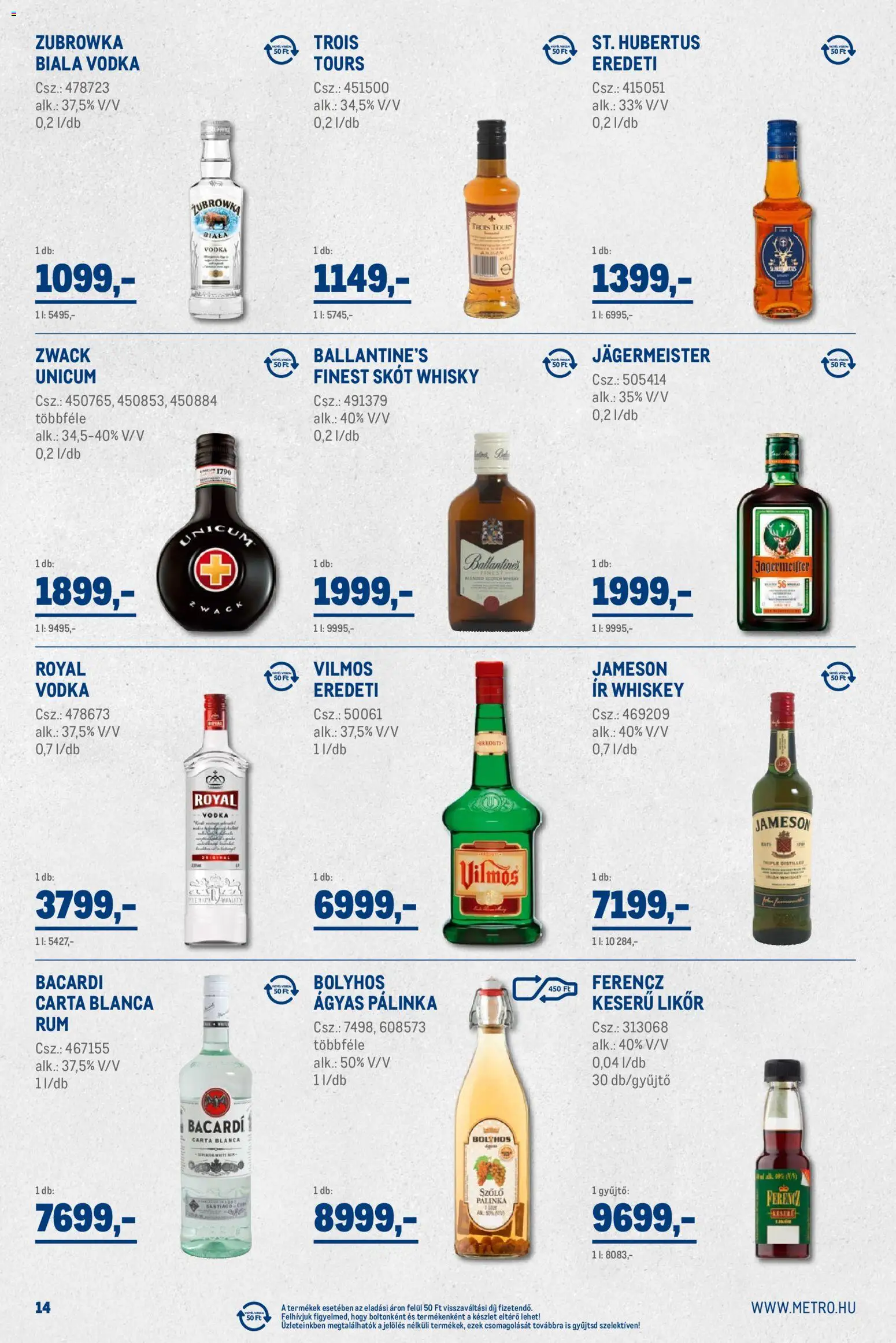 Metro akciós ujság - amely érvényes a következő dátumtól: 01.02.2026 | Oldal: 14 | Termékek: Jägermeister, Szőlő, Pálinka, Whisky
