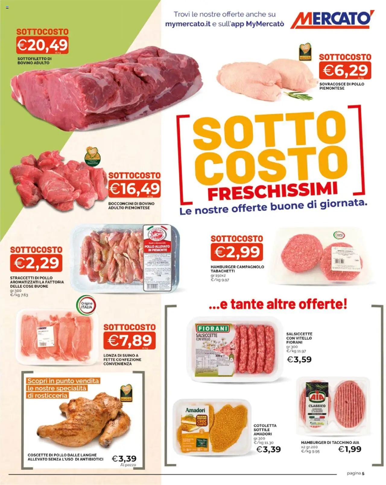 Volantino Mercatò del 25.08.2025 | Pagina: 5 | Prodotti: Pollo, Suino, Tacchino, Hamburger
