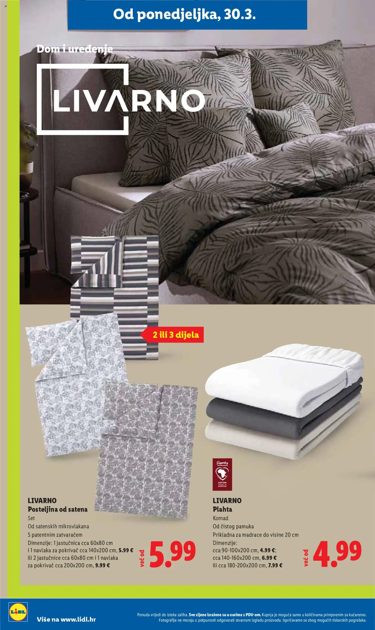 Lidl katalog | vrijedi od 30.03.2026 | Stranica: 40 | Proizvodi: Pokrivač, Jastučnica, Plahta, Posteljina