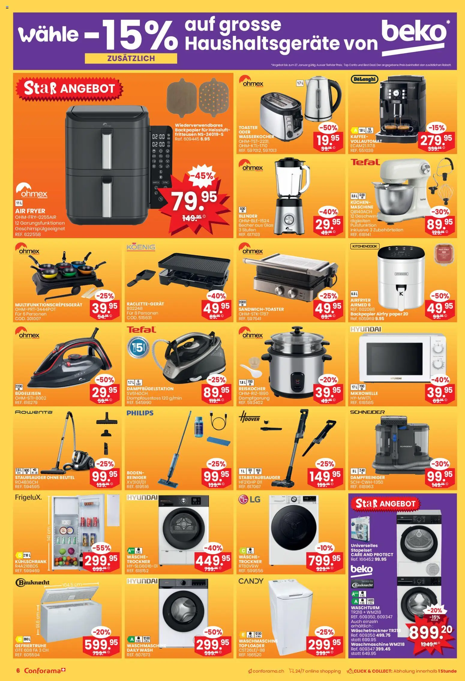 Conforama Aktionen – gültig ab 21.01.2026 | Seite: 6 | Produkte: Wasserkocher, Top, Trockner, Mikrowelle