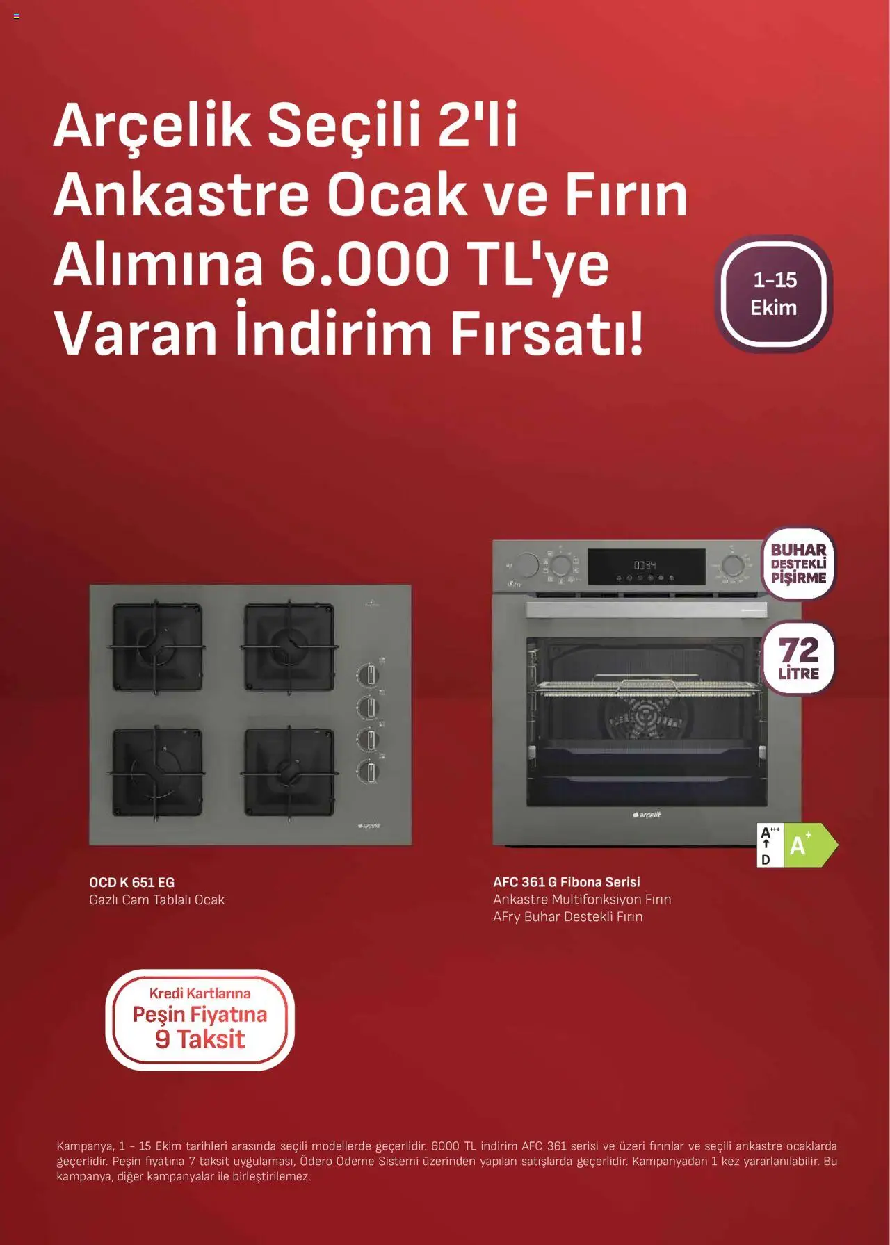 Arçelik Ankastre Kataloğu - 01.10.2025 tarihinden itibaren geçerlidir | Sayfa: 5 | Ürünler: Fırın, Ocak