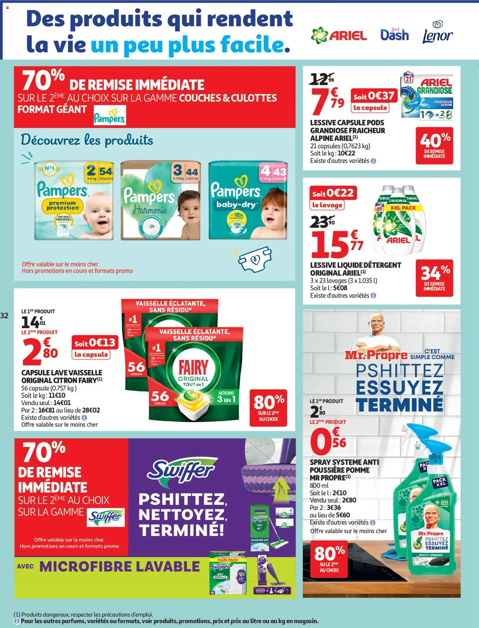 {H1} | Page: 32 | Produits: Pampers, Fairy, Détergent, Couches pampers