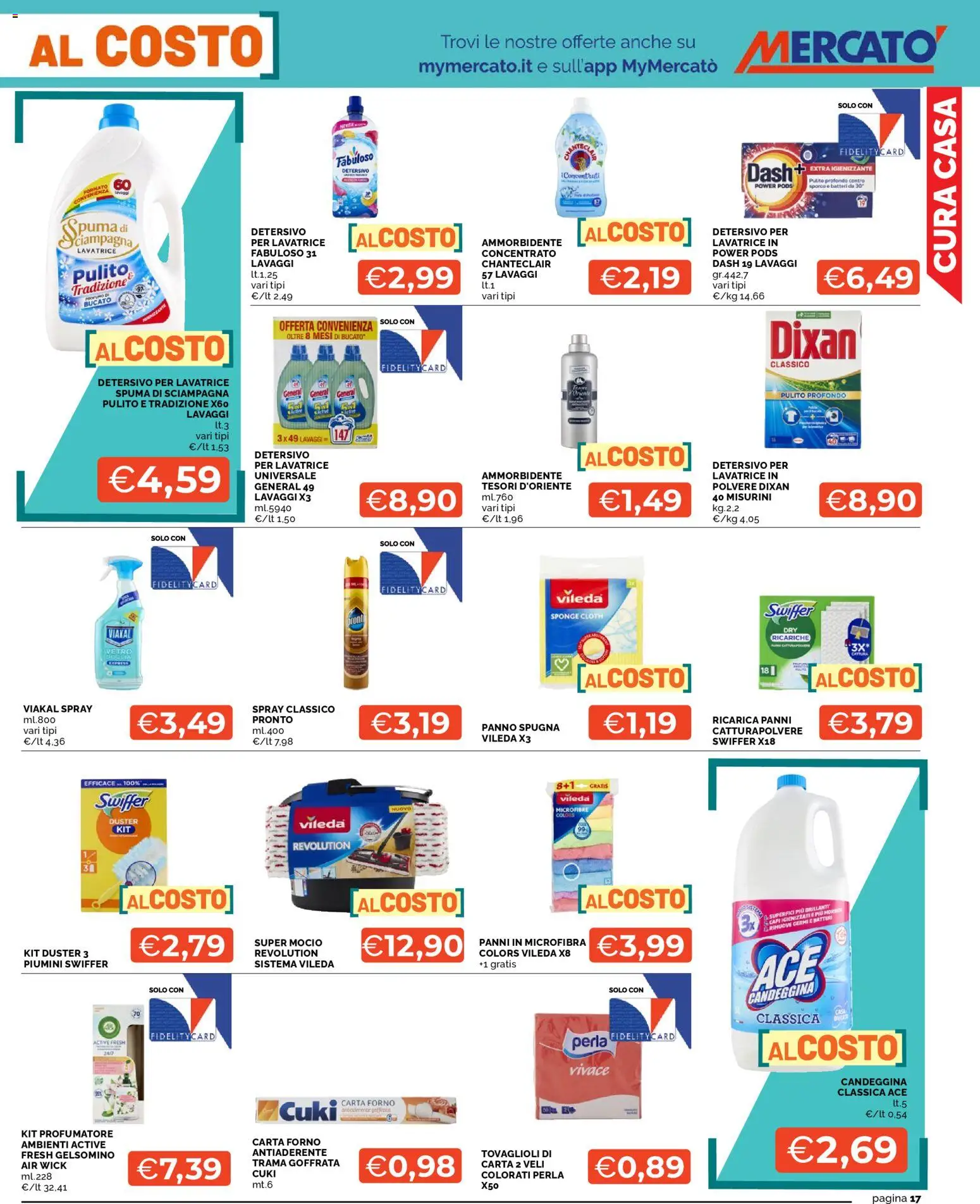 Volantino Mercatò del 16.02.2026 | Pagina: 17 | Prodotti: Spugna, Candeggina, Mocio, Carta forno