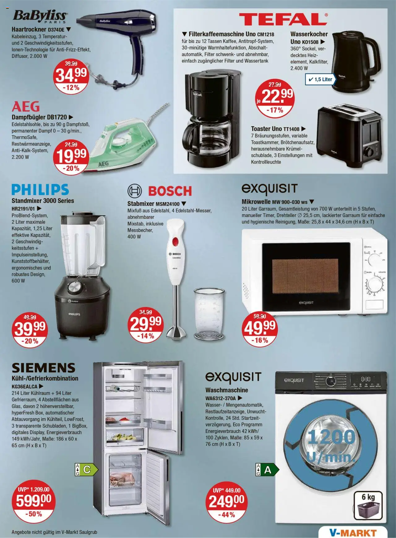 V-Markt - Oberpfalz - gültig ab dem 24.07.2025 | Seite: 15 | Produkte: Philips, Mikrowelle, Haartrockner, Toaster