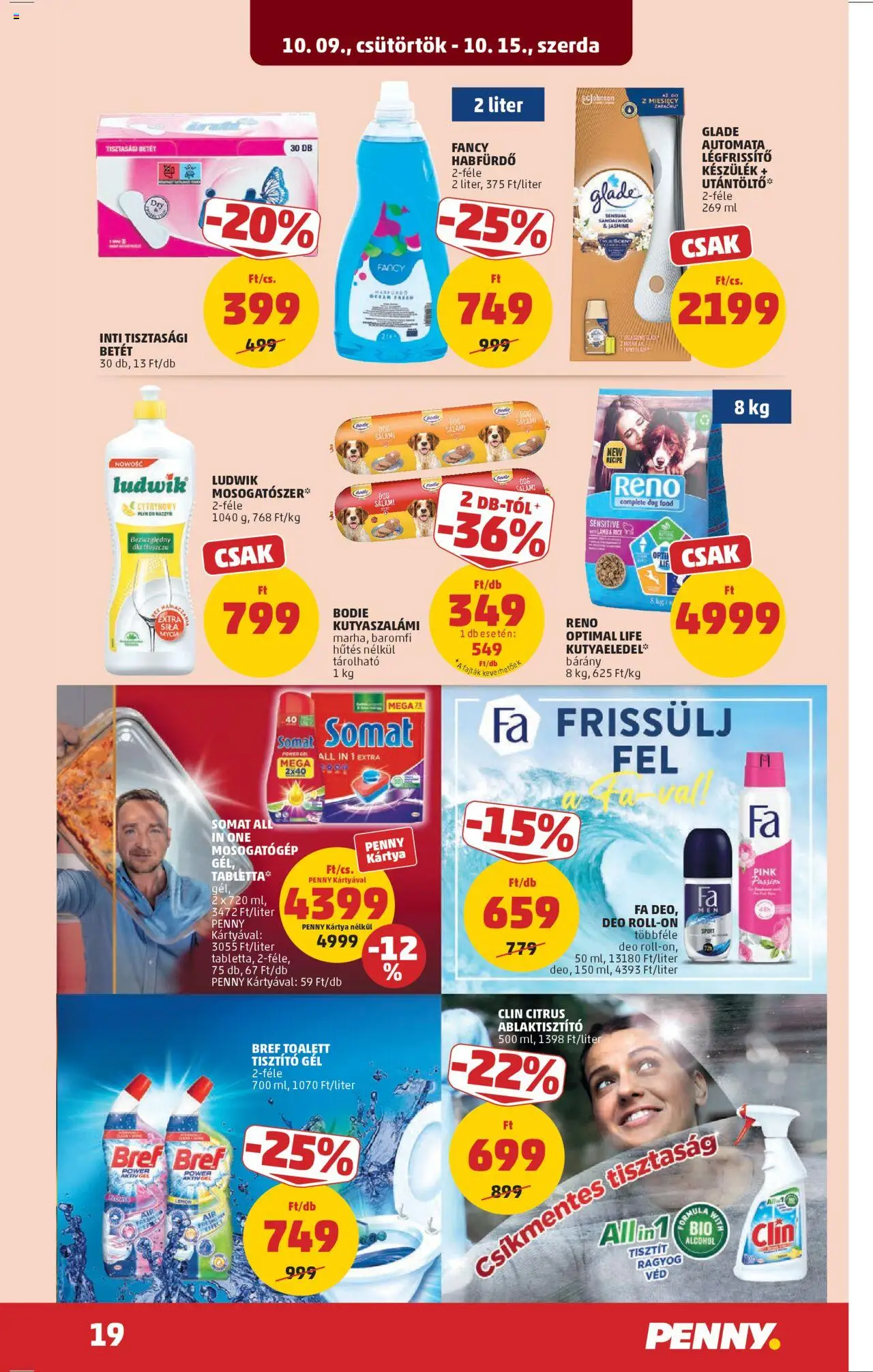 PENNY akciós ujság - amely érvényes a következő dátumtól: 09.10.2025 | Oldal: 23 | Termékek: Mosogatógép, Kutyaeledel, Tisztasági betét, Légfrissítő
