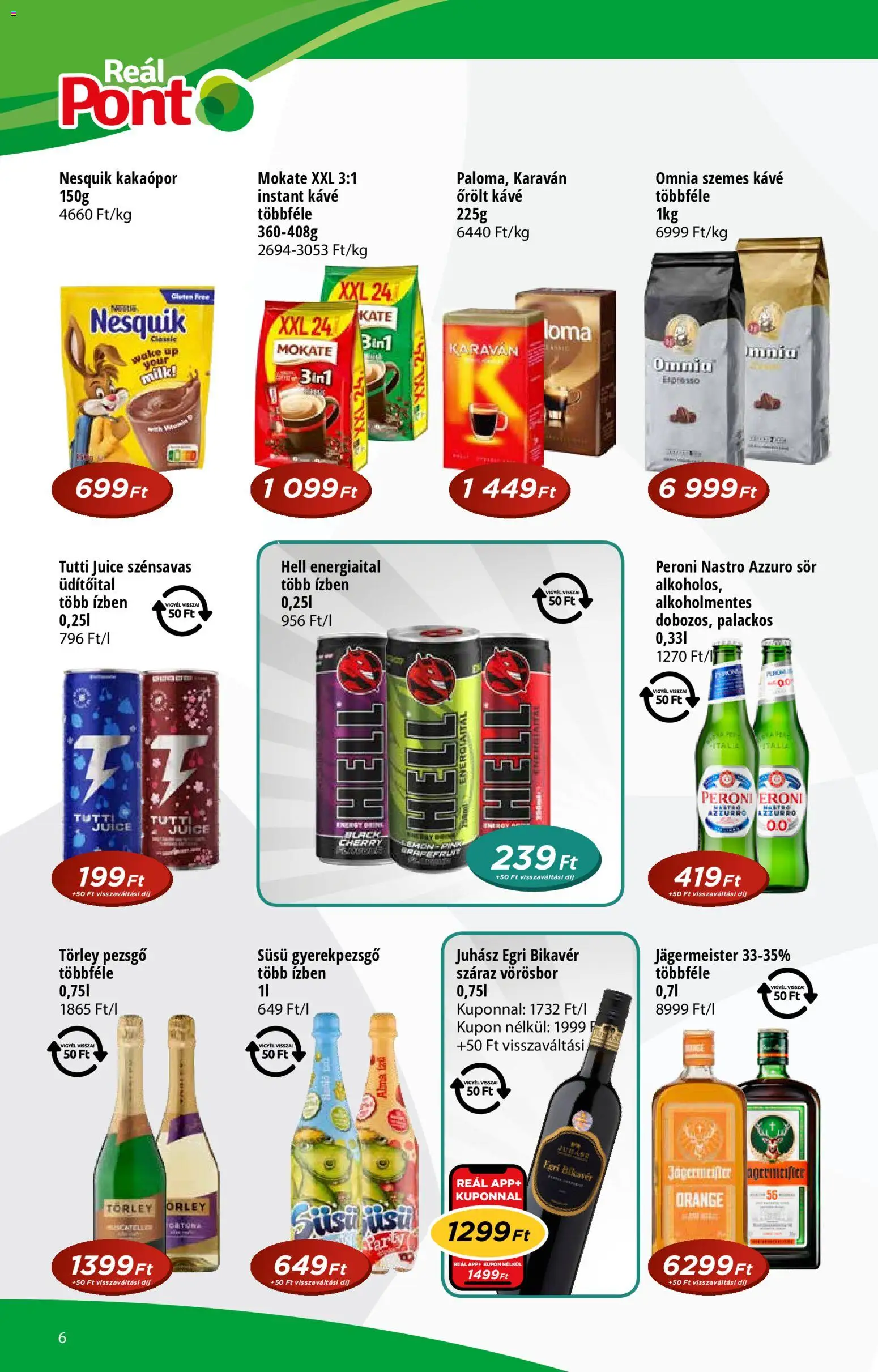 Reál akciós ujság - amely érvényes a következő dátumtól: 10.12.2025 | Oldal: 6 | Termékek: Energiaital, Kávé, Sör, Vörösbor