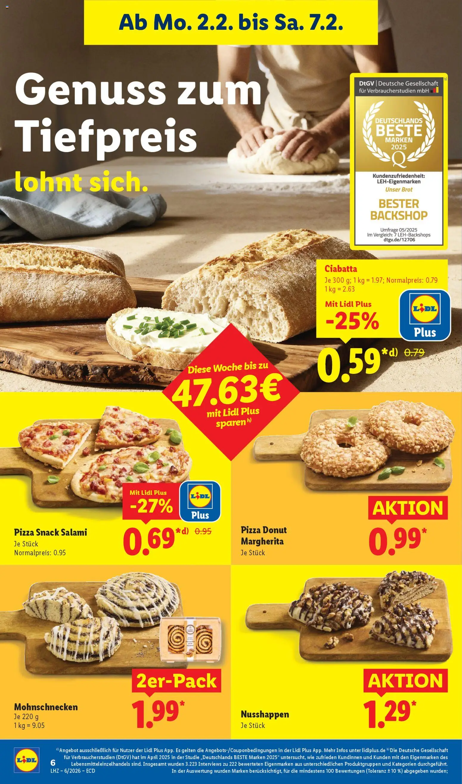 Lidl - Prospekt – gültig ab 02.02.2026 | Seite: 10 | Produkte: Brot, Salami, Pizza