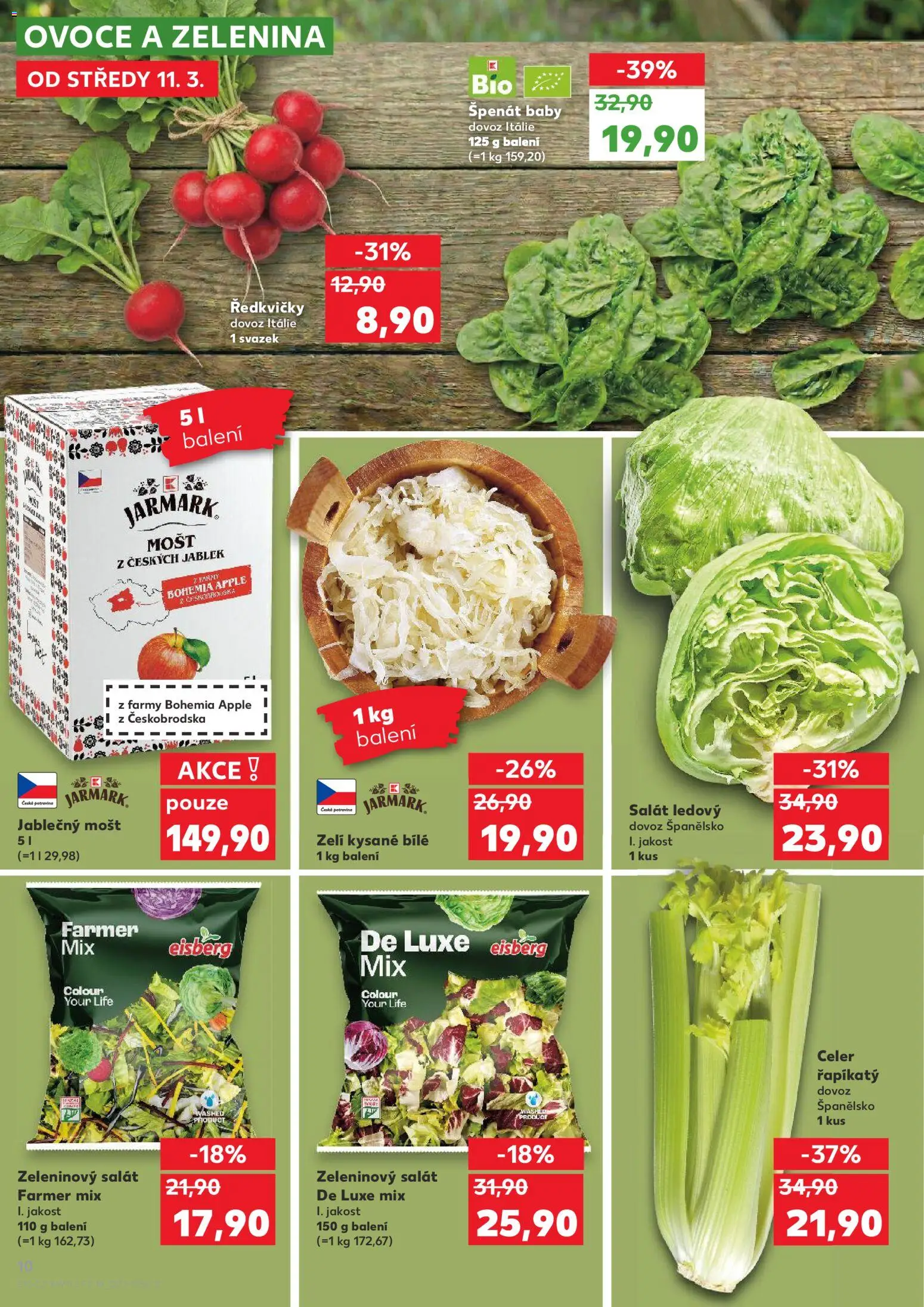 Kaufland leták od 11.03.2026 | Strana: 10 | Produkty: Salát, Špenát, Zelenina, Celer