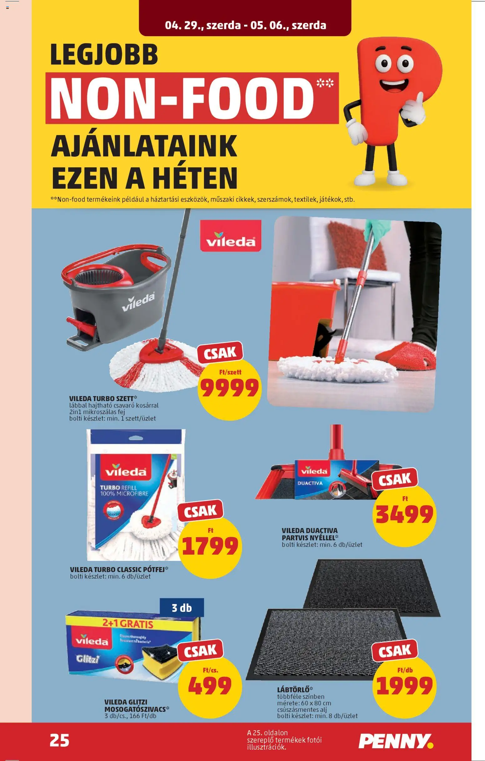 PENNY akciós ujság - amely érvényes a következő dátumtól: 29.04.2026 | Oldal: 29 | Termékek: Lábtörlő, Vileda