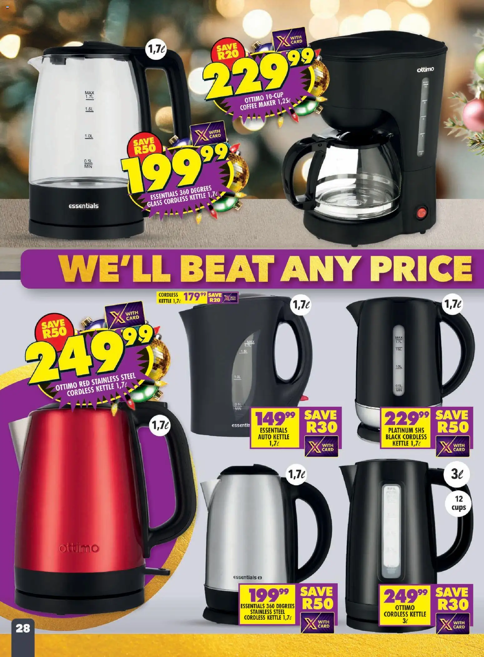 New Shoprite catalogue – valid from 24.11.2025 | Page: 28 | Products: Coffee maker, Kettle, Coffee