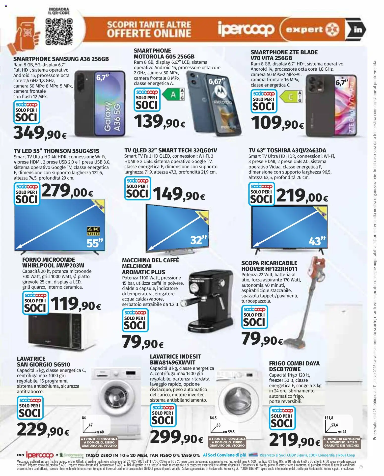 Volantino Ipercoop del 26.02.2026 | Pagina: 25 | Prodotti: Smartphone samsung, Microonde, Acqua, Batteria