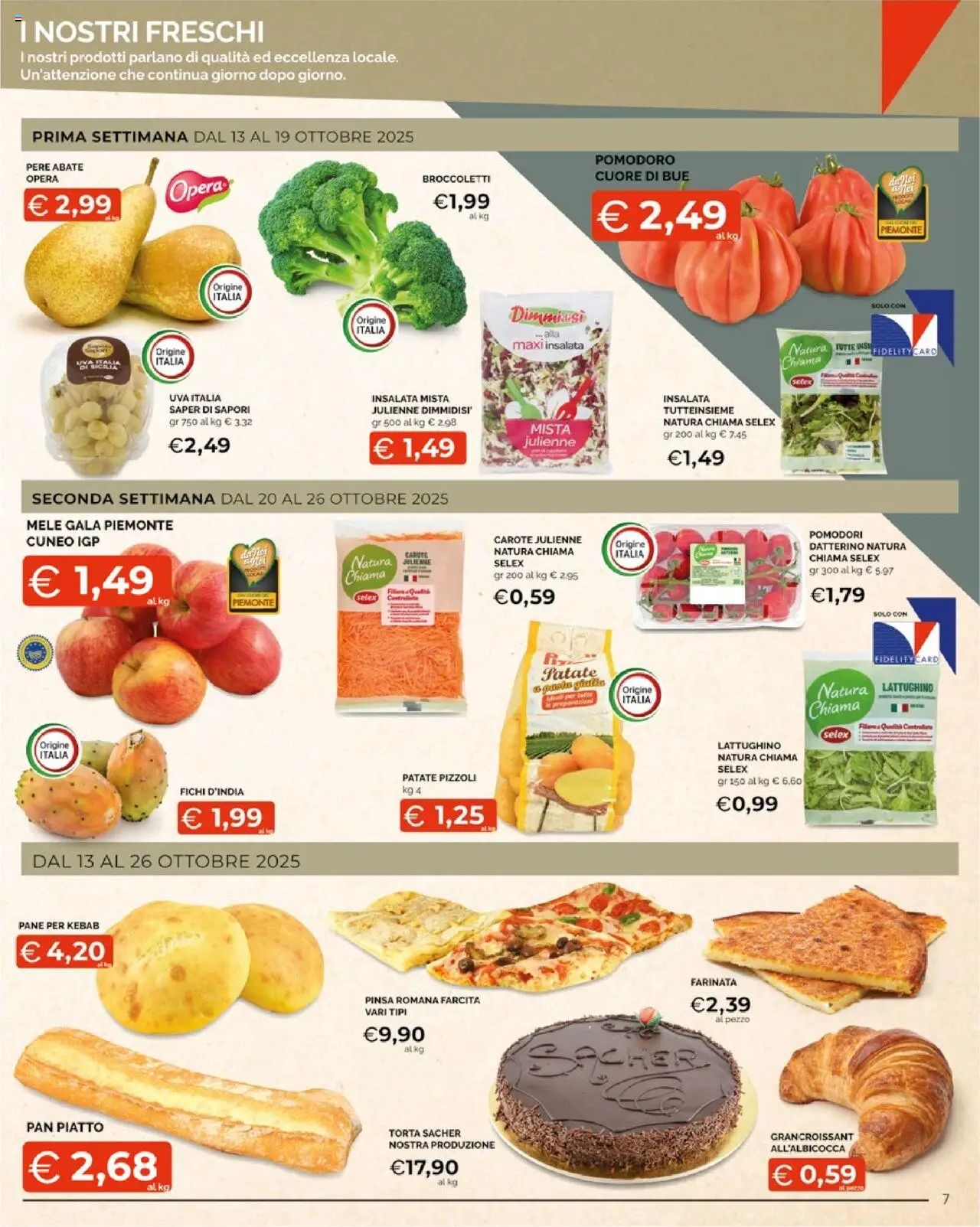 Volantino Mercatò del 13.10.2025 | Pagina: 7 | Prodotti: Mele, Insalata, Pomodori, Piatto