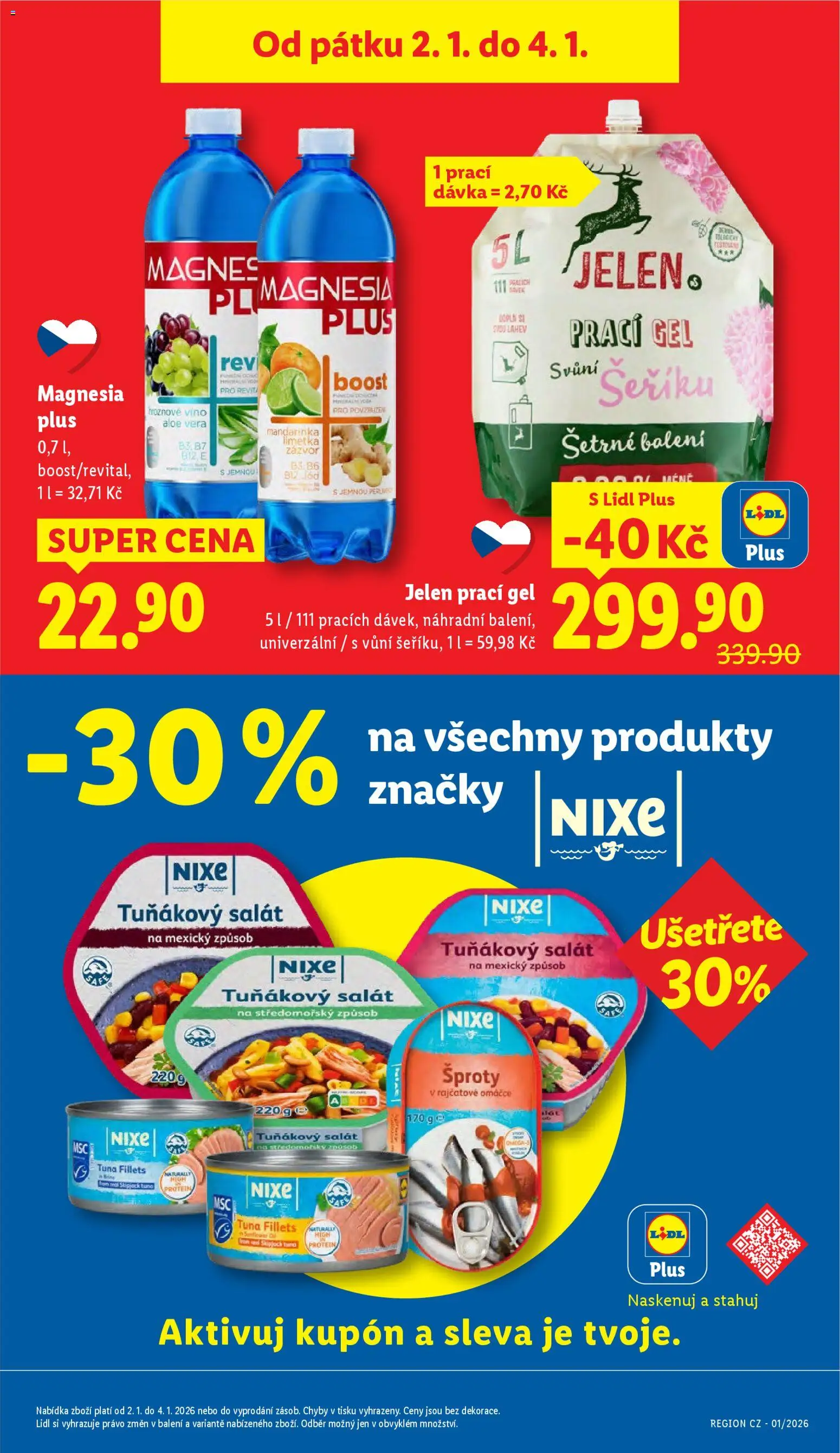 Lidl leták od 02.01.2026 | Strana: 3 | Produkty: Prací gel, Víno, Jelen, Magnesia
