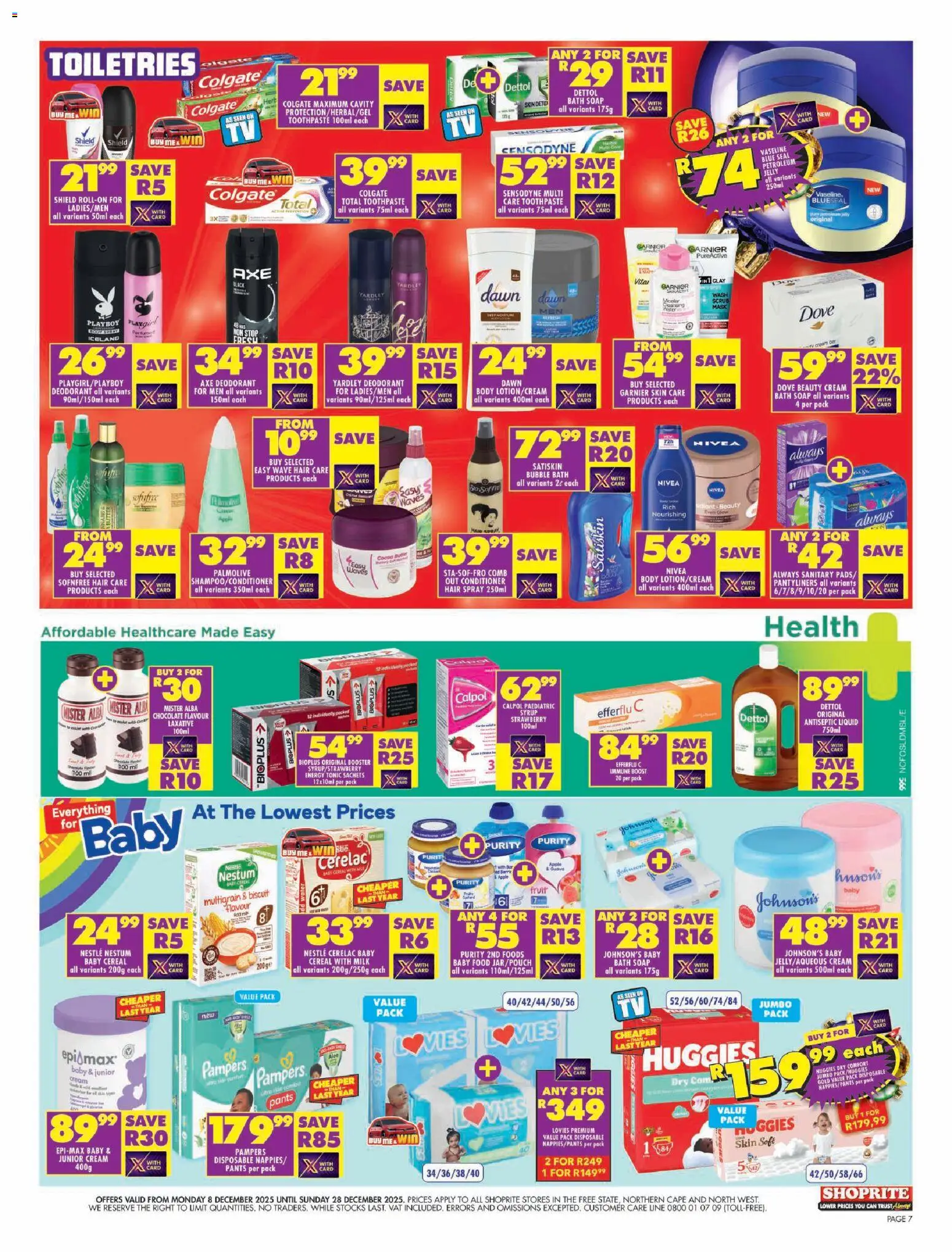 New Shoprite catalogue – valid from 08.12.2025 | Page: 7 | Products: Tonic, Conditioner, Soap, Toothpaste