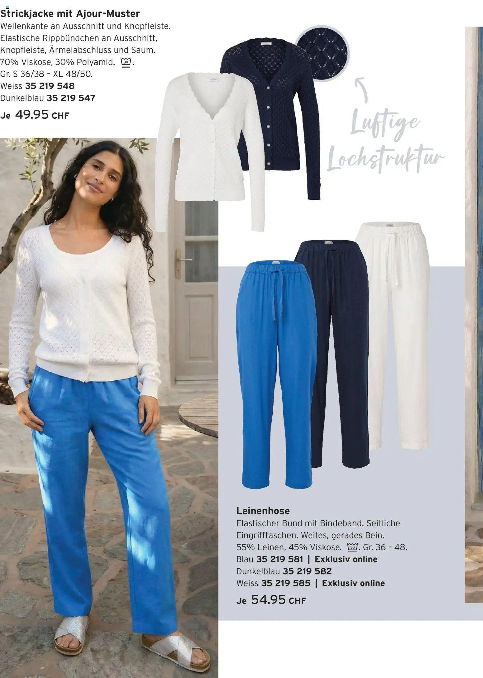 Tchibo aktionen Sommerzeit – gültig ab 05.05.2026 | Seite: 12 | Produkte: Leinenhose, Strickjacke