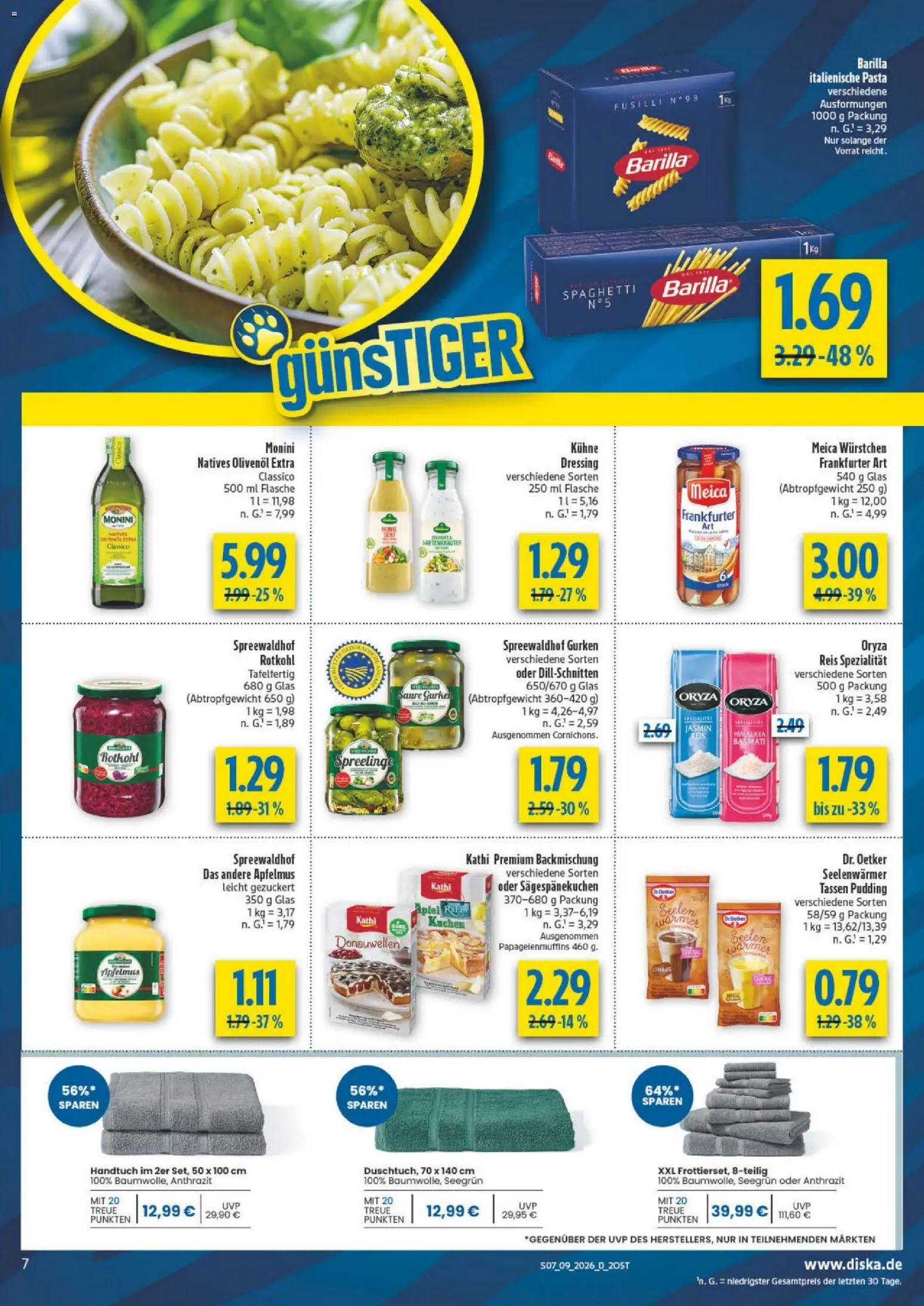Diska - Diska Angebote Sachsen-Thüringen KW09 – gültig ab 23.02.2026 | Seite: 7 | Produkte: Rotkohl, Olivenol, Meica, Pasta