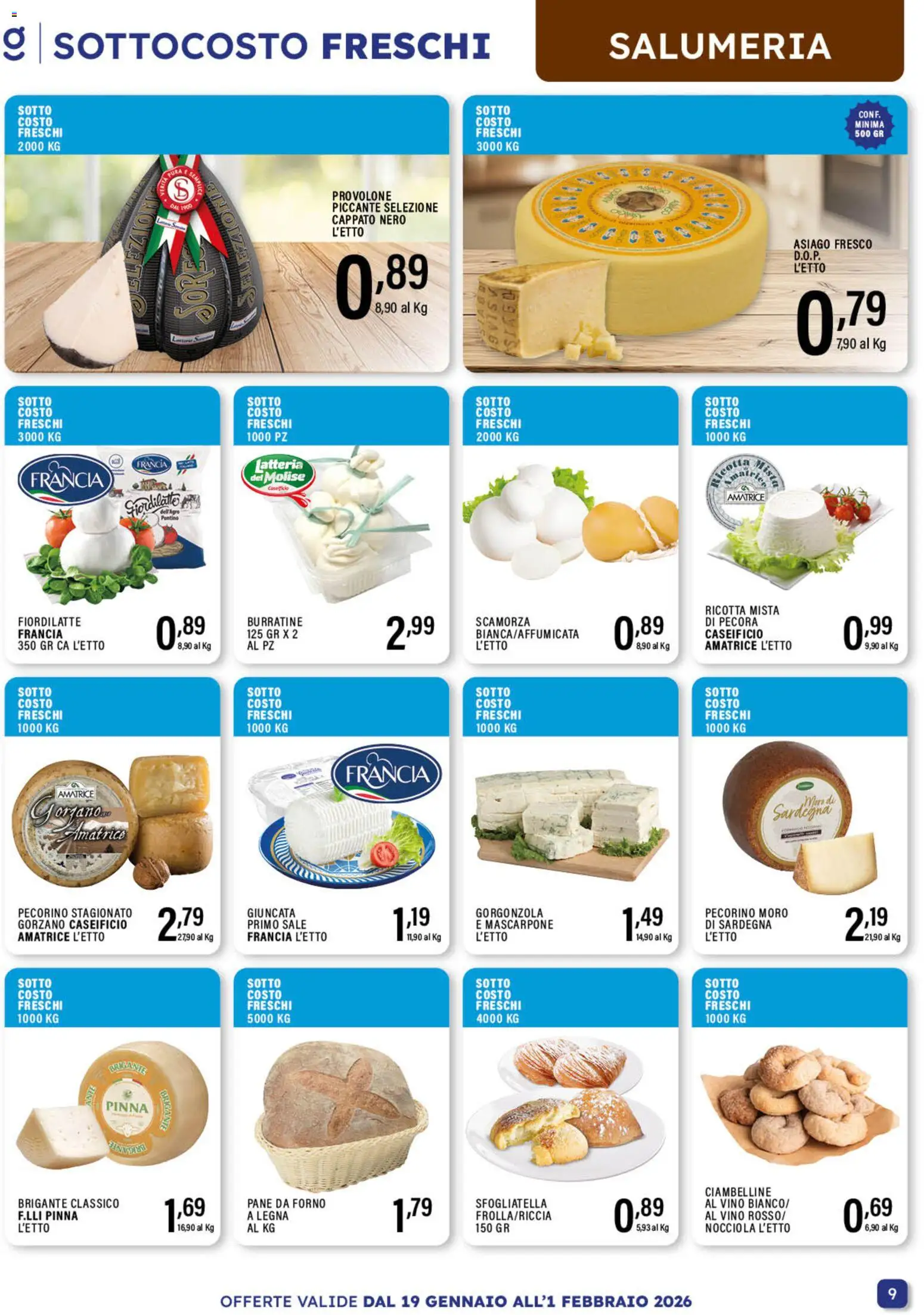 Volantino GECOP del 19.01.2026 | Pagina: 9 | Prodotti: Provolone, Vino, Gorgonzola, Pecorino