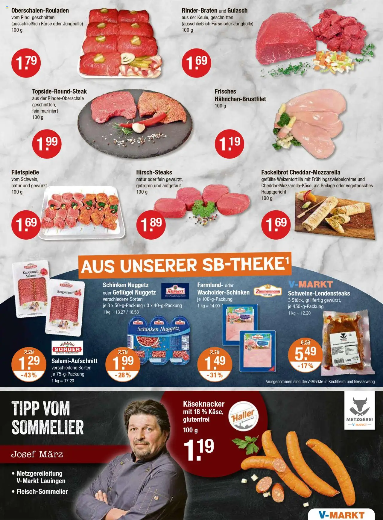 V-Markt - Schwaben/Oberbayern - gültig ab dem 31.07.2025 | Seite: 3 | Produkte: Rinderbraten, Knoblauch, Salami, Schinken