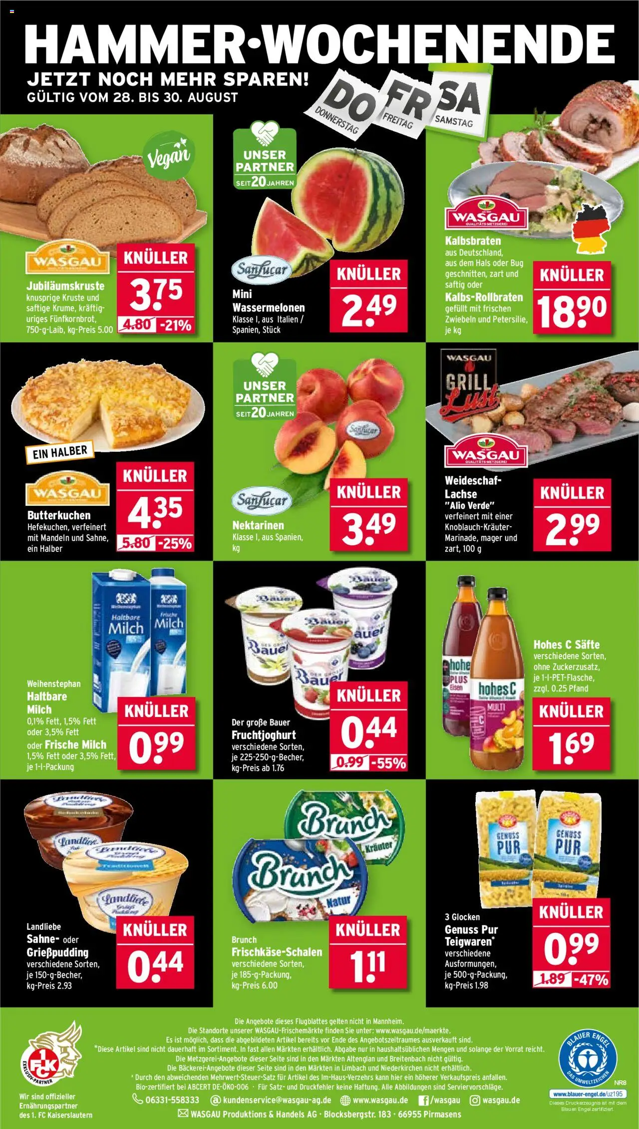 Wasgau Prospekt 	 - gültig ab dem 25.08.2025 | Seite: 24 | Produkte: Grill, Milch, Hohes c, Sahne