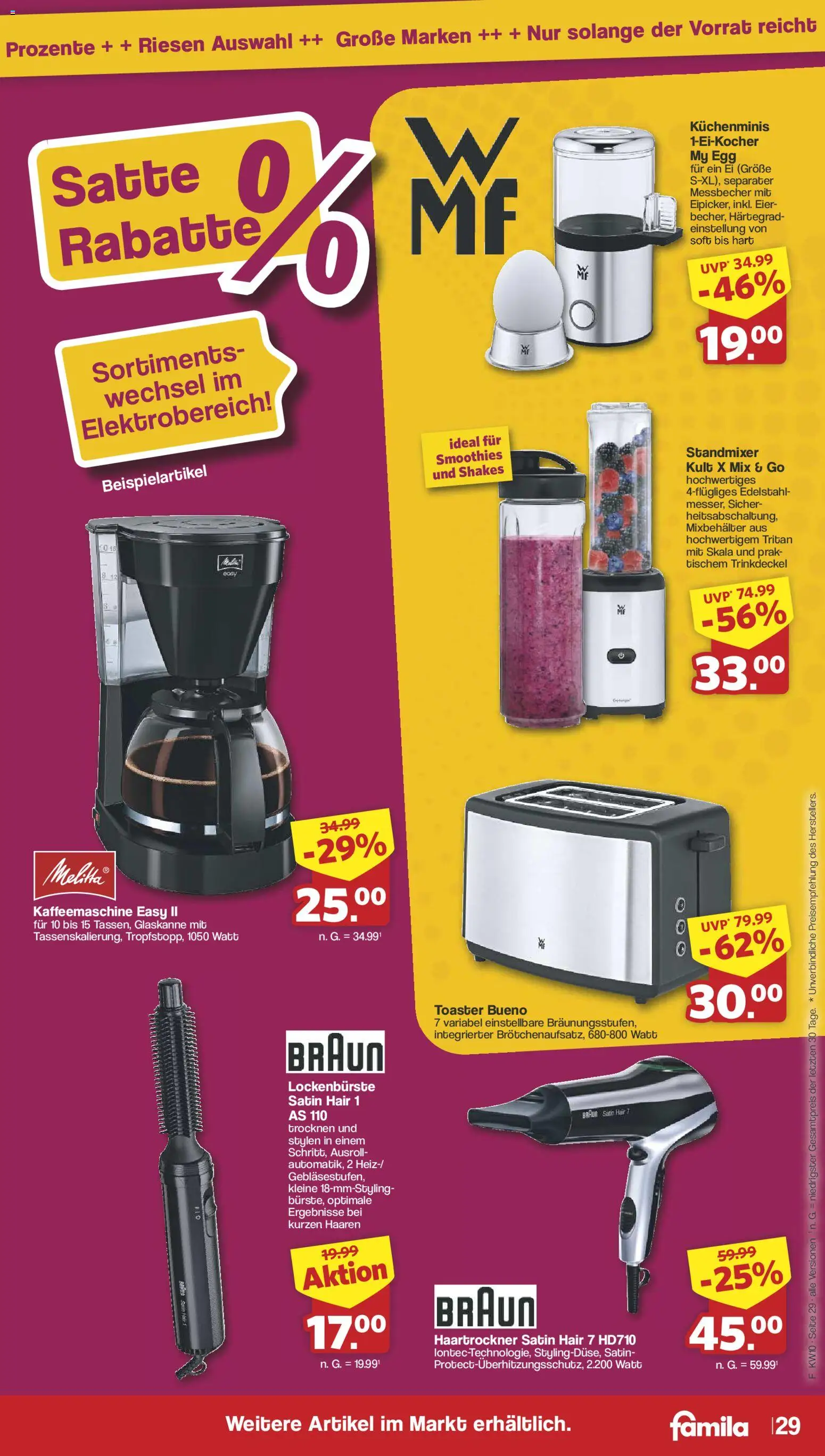 Famila Nordwest Prospekt 	 – gültig ab 02.03.2026 | Seite: 31 | Produkte: Kaffeemaschine, Haartrockner, Toaster, Eier