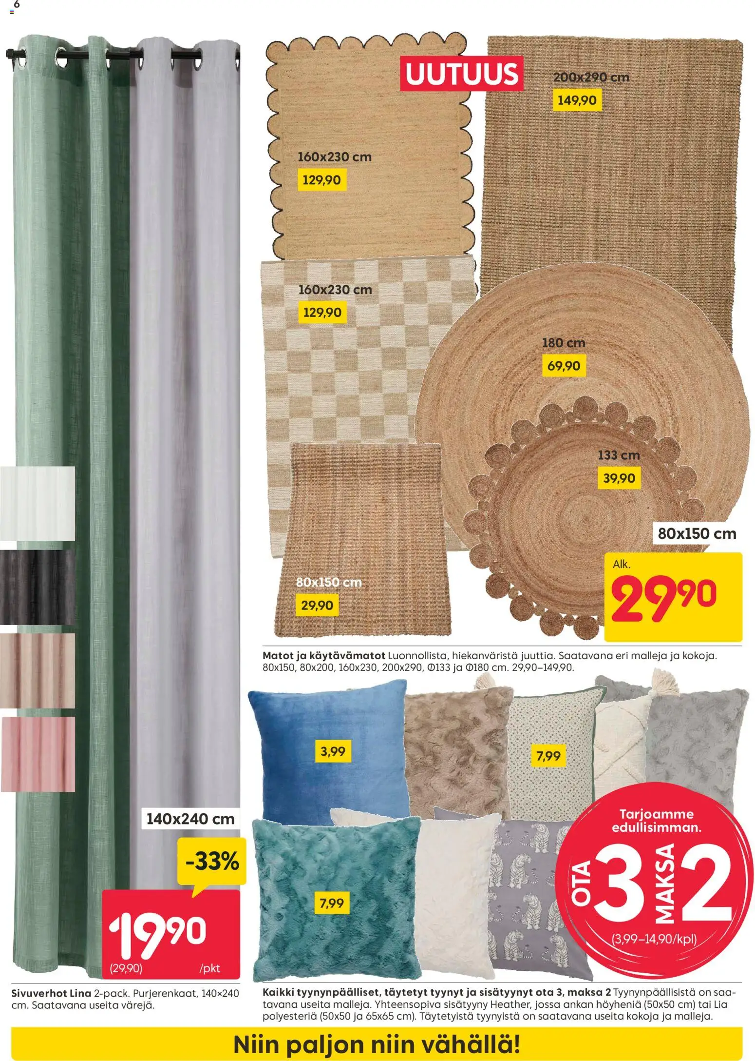 Rusta tarjoukset – voimassa 16.02.2026 alkaen | Sivu: 6 | Tuotteet: Tyynyt, Matot