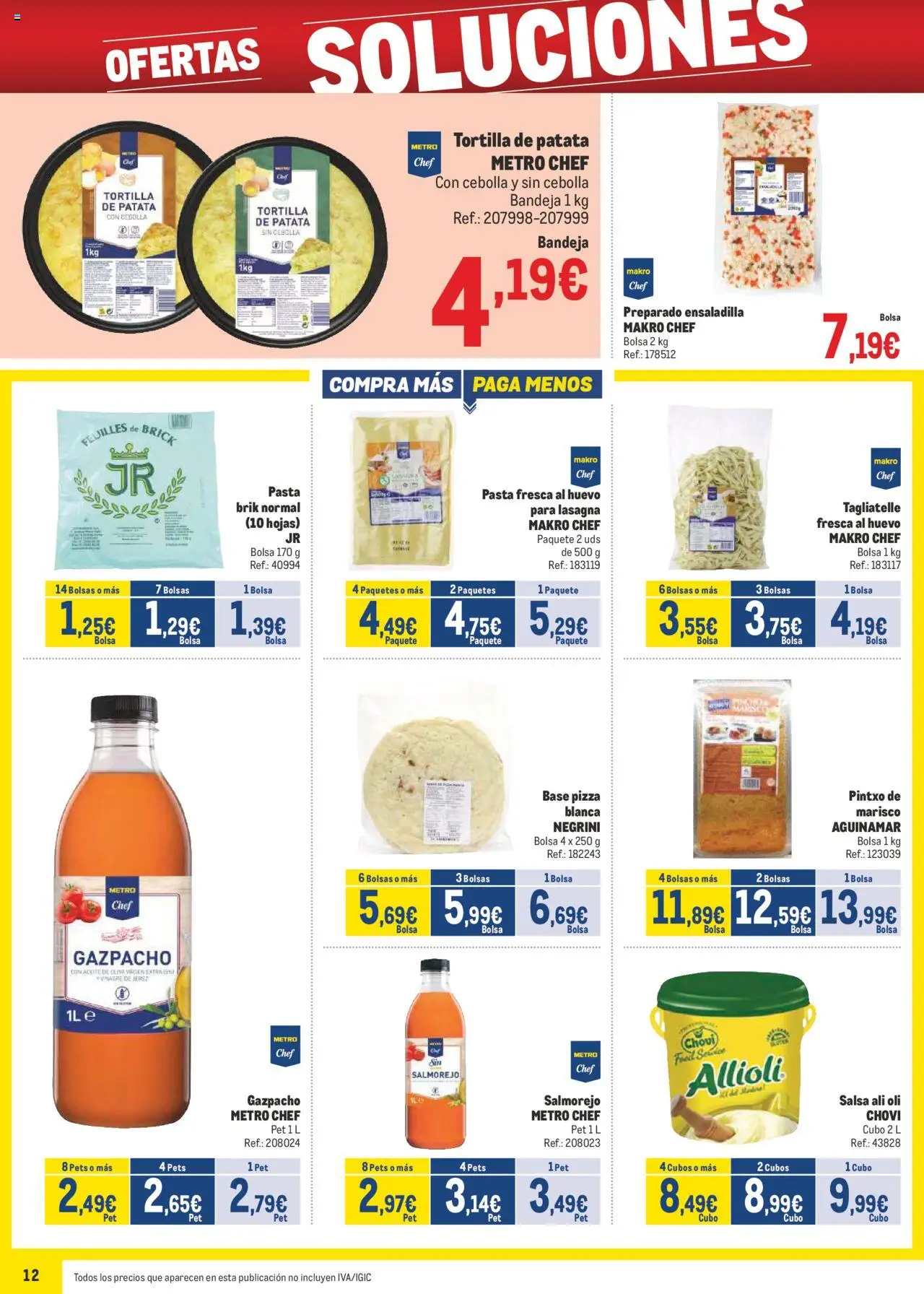 Makro - Precios Sur │ válido desde el 04.08.2025 | Página: 12 | Productos: Ensaladilla, Aceite, Pizza, Pasta