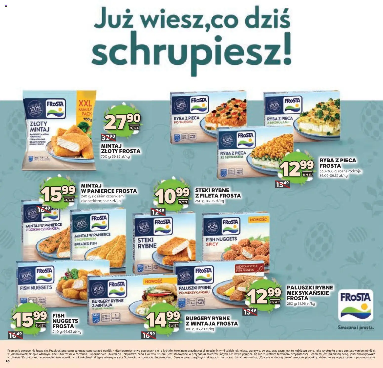 Stokrotka gazetka - Wielkanoc od 19.03.2026 | Strona: 40 | Produkty: Steki, Stokrotka, Paluszki rybne, Mintaj