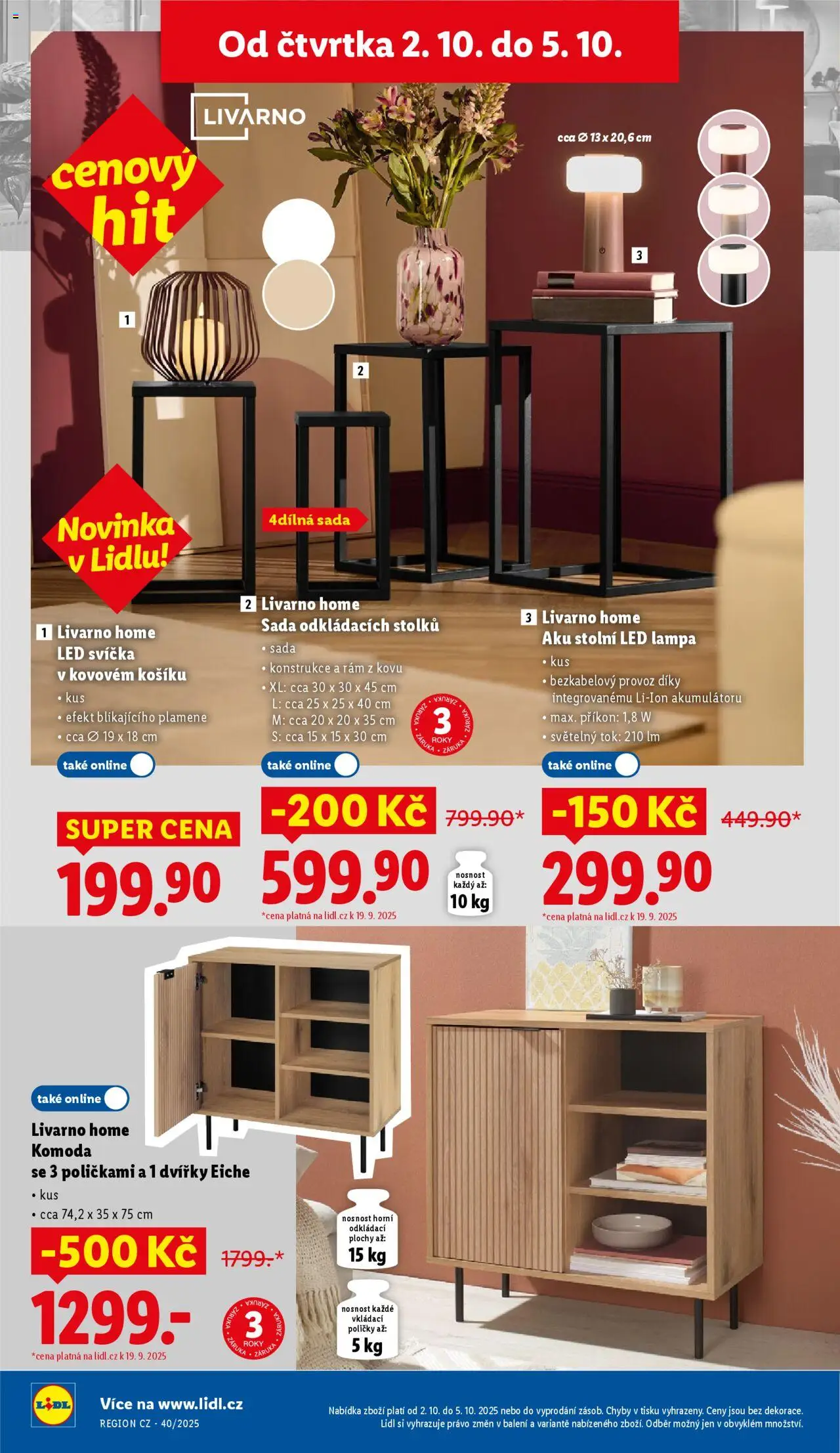 Lidl leták od 02.10.2025 | Strana: 36 | Produkty: LED lampa, Svíčka, Mouka, Lampa