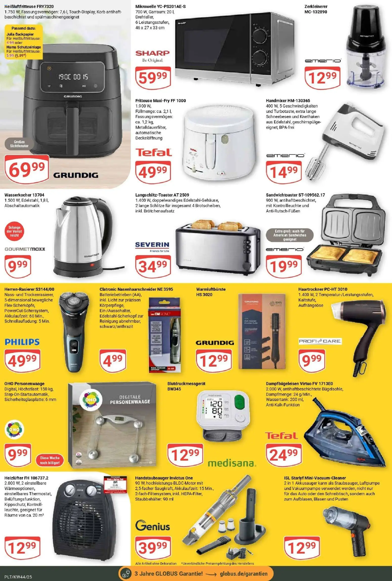 Globus prospekt Plattling	 – gültig ab 26.10.2025 | Seite: 26 | Produkte: Haartrockner, Toaster, Luftpumpe, Heißluftfritteuse