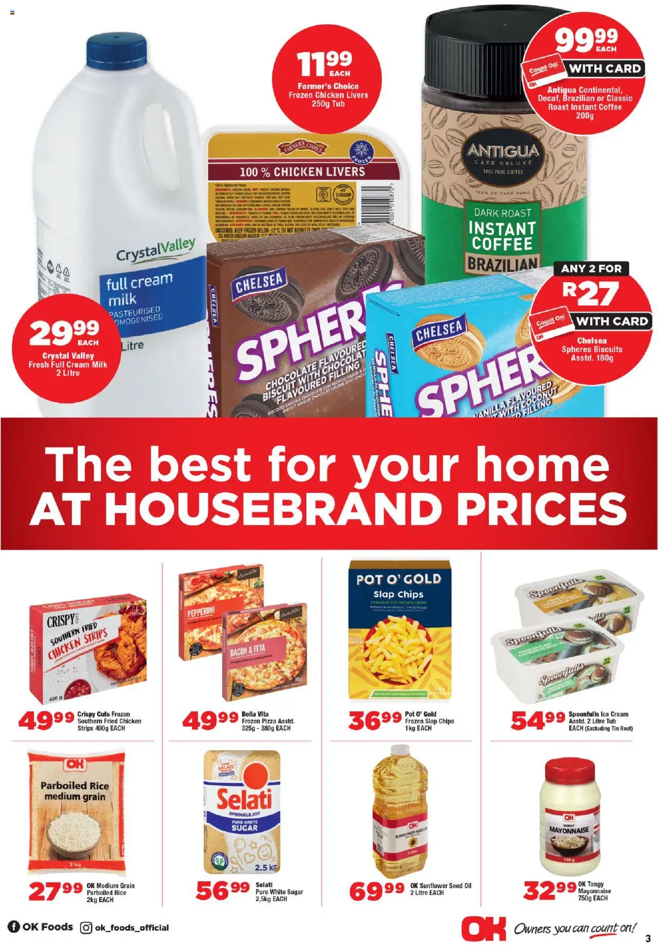 New OK Foods catalogue – valid from 15.10.2025 | Page: 3 | Products: Milk, Oil, Coffee, Rice