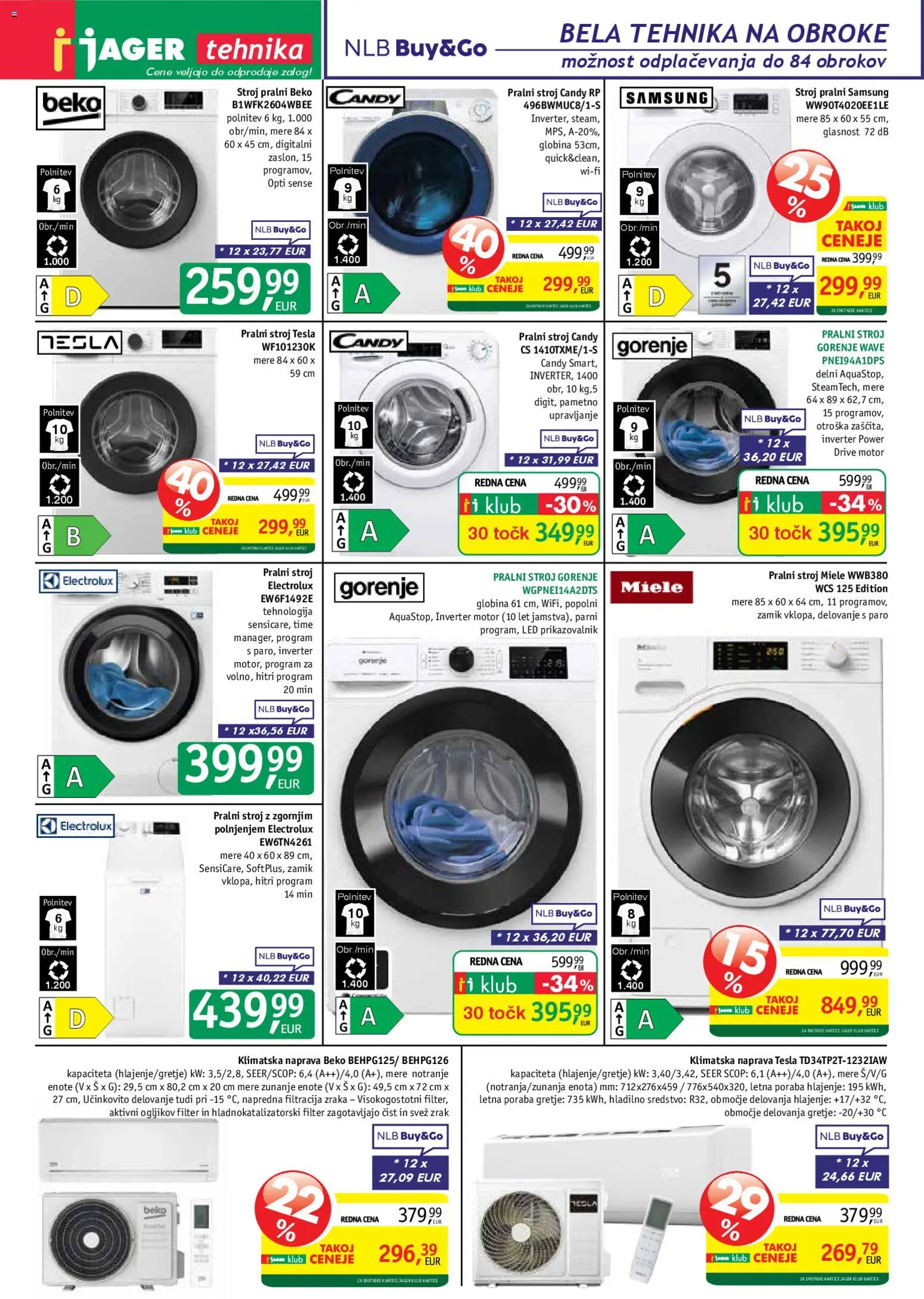 Novi Jager katalog ponudbe – veljaven od 19.11.2025 | Stran: 10 | Izdelki: Klimatska naprava, Pralni stroj