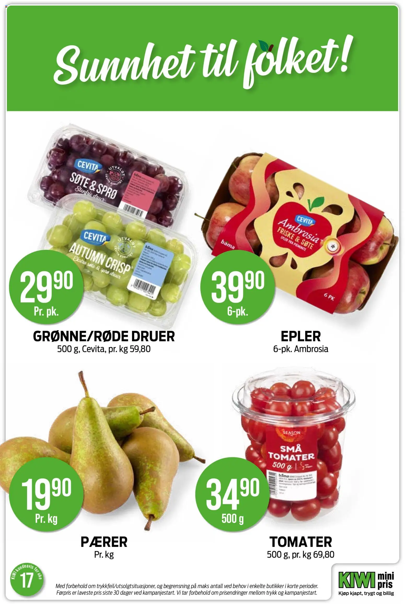 {H1} | Side: 13 | Produkter: Epler, Tomater, Kiwi, Druer