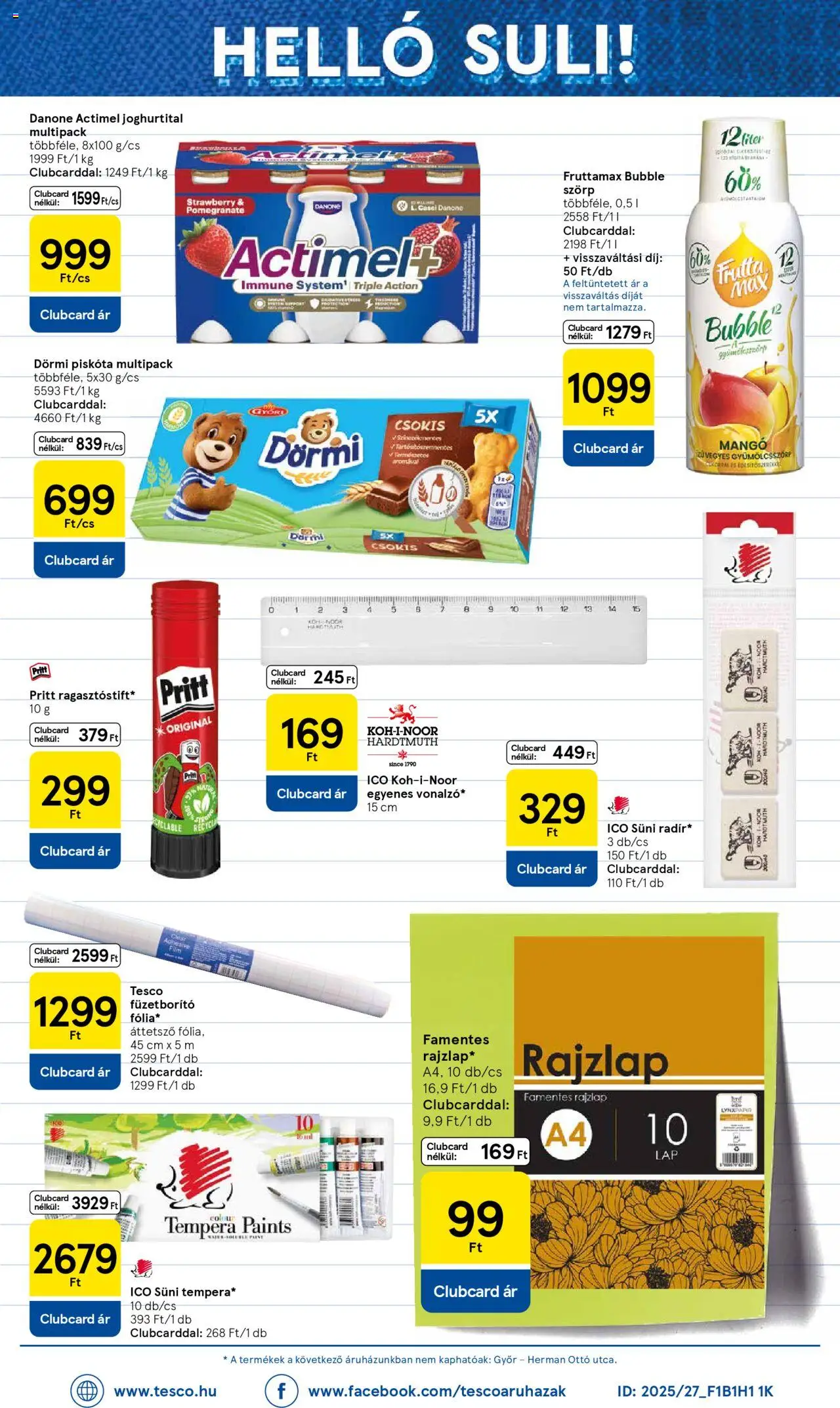Tesco akciós ujság - amely érvényes a következő dátumtól: 28.08.2025 | Oldal: 8 | Termékek: Szörp, Piskóta, Actimel, Mangó