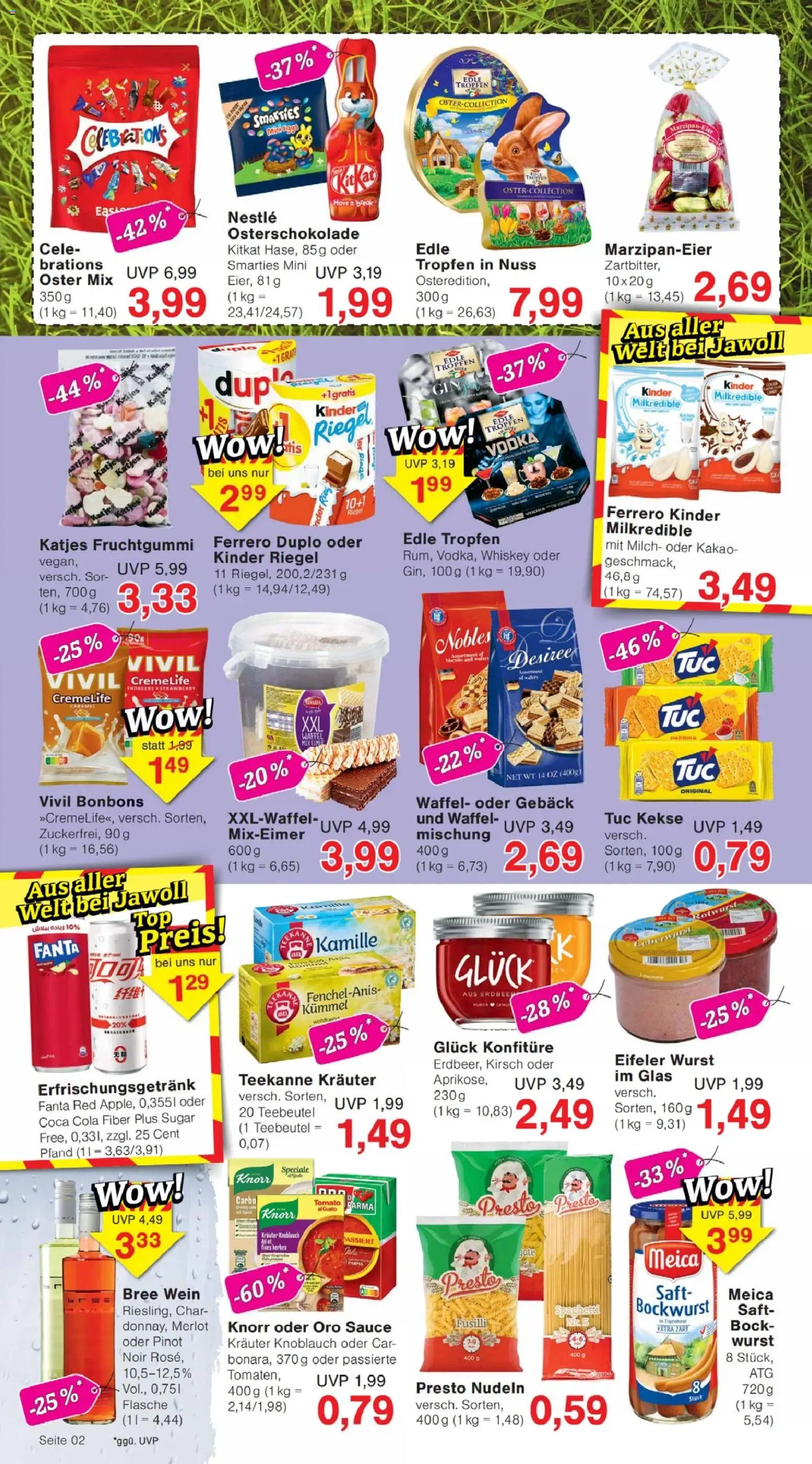 Jawoll Prospekt – gültig ab 23.02.2026 | Seite: 2 | Produkte: Coca cola, Ferrero duplo, Wein, Nudeln