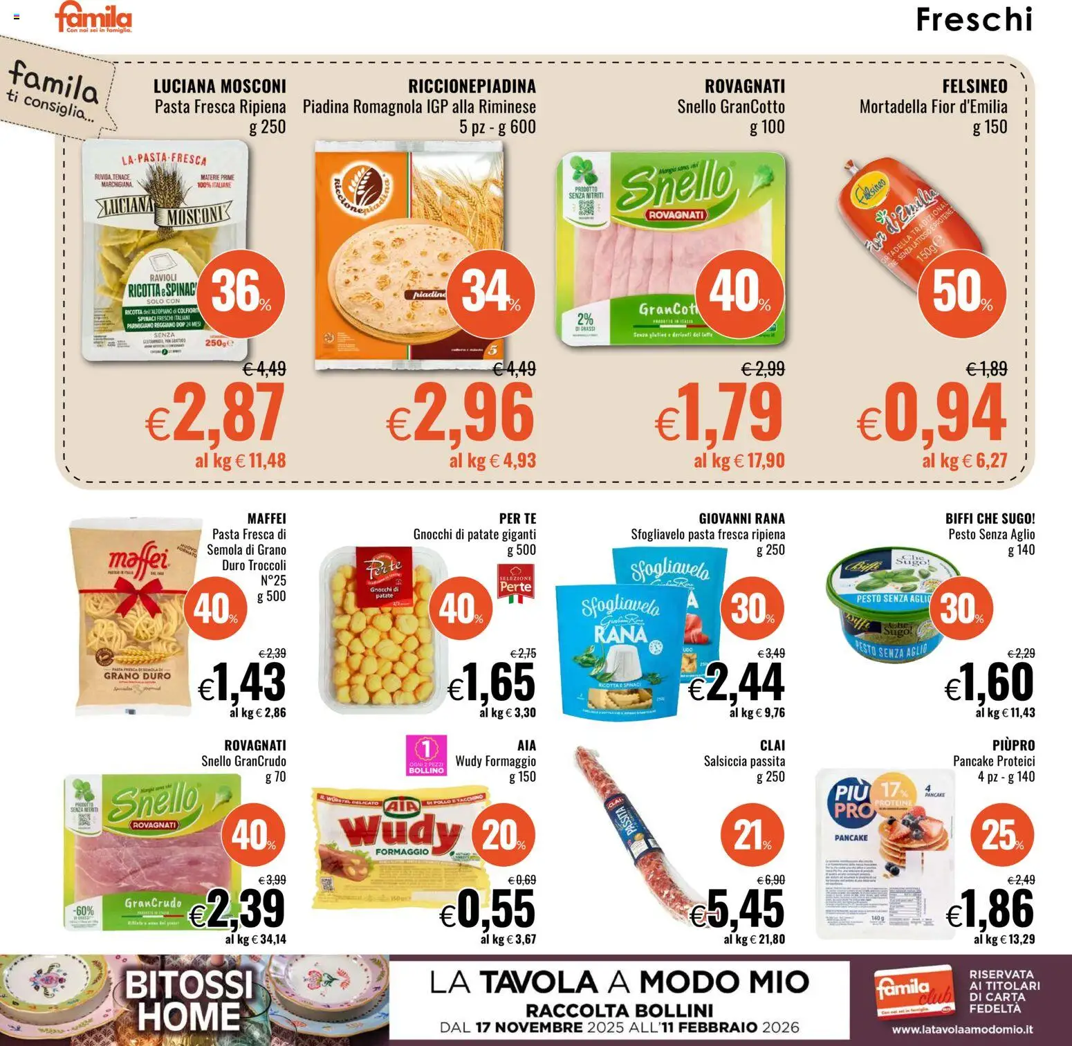 Volantino Famila del 08.01.2026 | Pagina: 8 | Prodotti: Tè, Pasta, Ravioli, Parmigiano