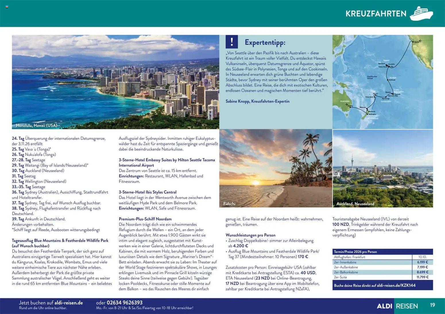 Aldi Reisen Unsere Traumreisen – gültig ab 01.11.2025 | Seite: 19 | Produkte: Grill, Bett, Uhr