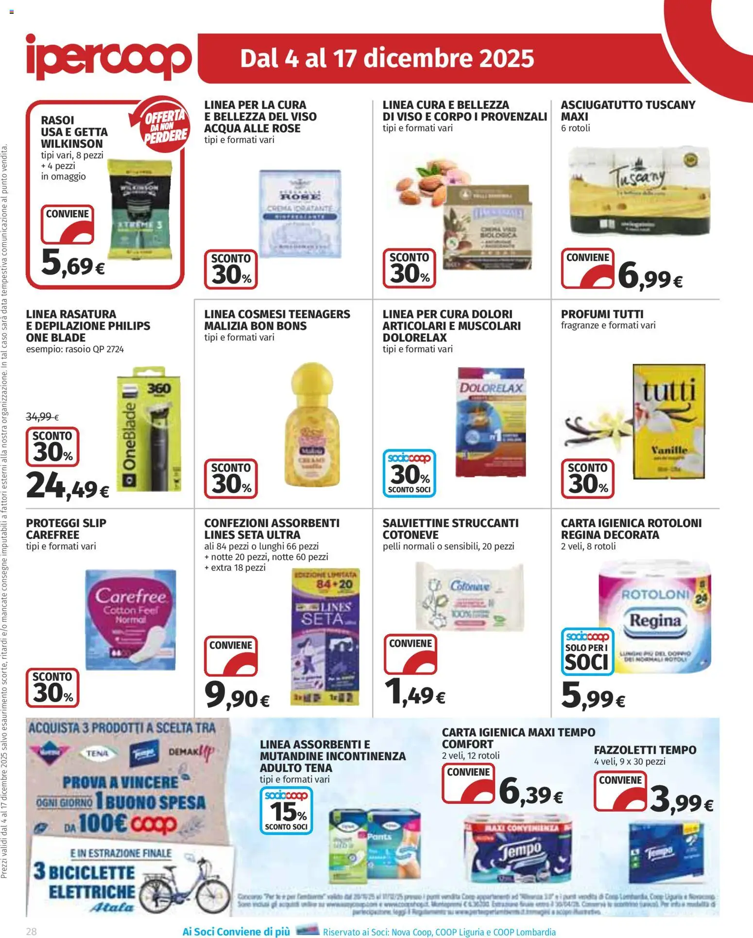 Volantino Ipercoop del 04.12.2025 | Pagina: 28 | Prodotti: Proteggi slip, Slip, Acqua, Data