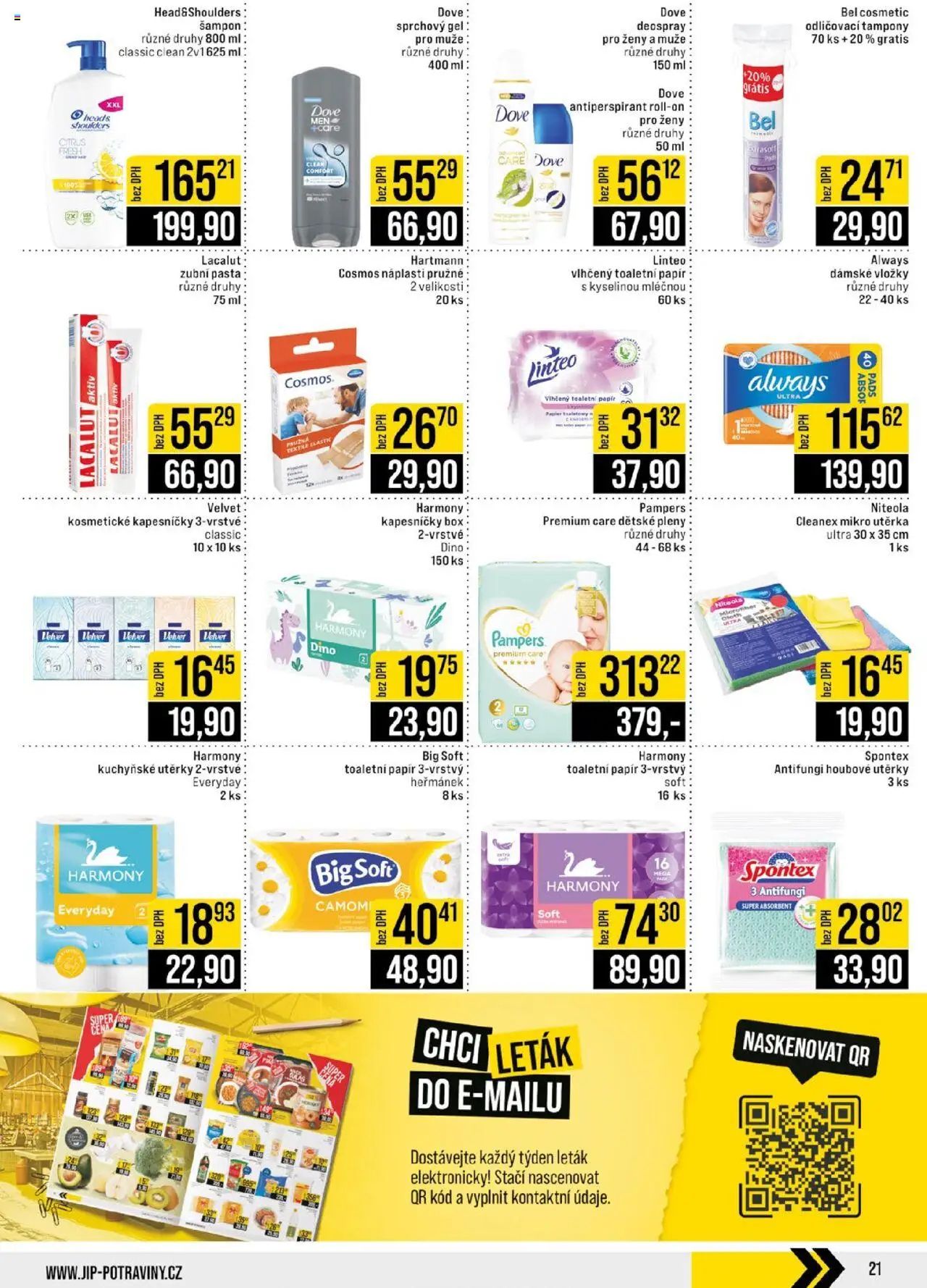 Jip leták od 28.05.2025 | Strana: 21 | Produkty: Zubní pasta, Utěrky, Pampers Premium Care, Toaletní papír 3vrstvý