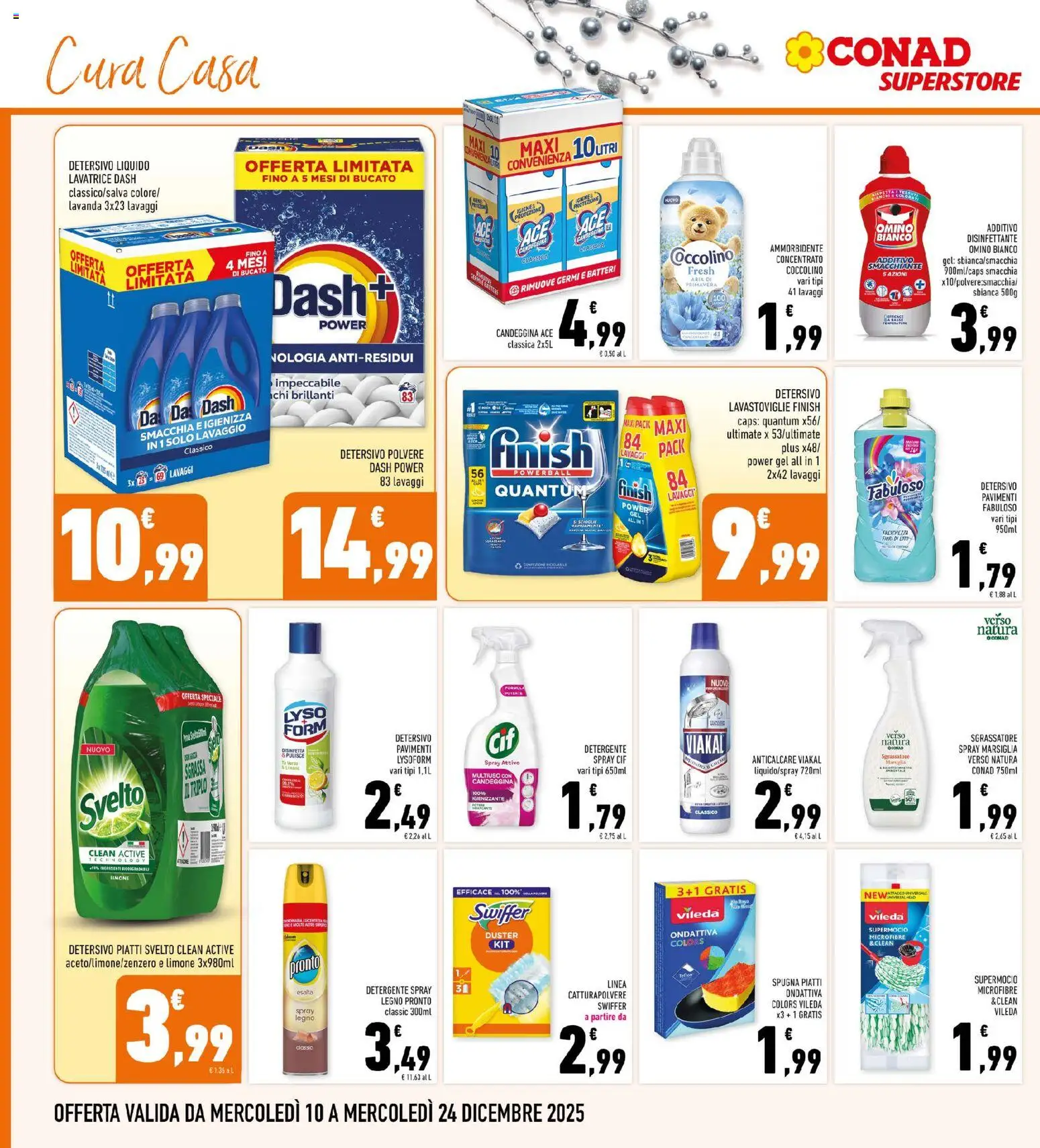 Volantino Conad del 10.12.2025 | Pagina: 30 | Prodotti: Ammorbidente, Detergente, Anticalcare, Sgrassatore