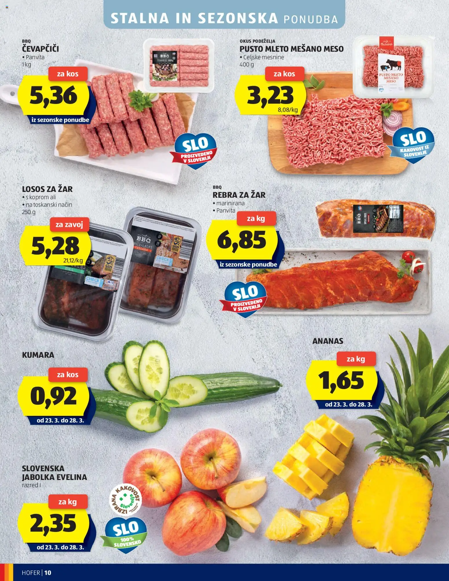 Novi Hofer katalog katalog ponudbe – veljaven od 19.03.2026 | Stran: 10 | Izdelki: Zar, Losos, Kos, Jabolka