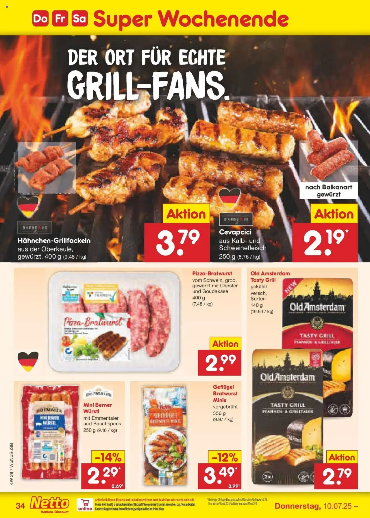 Netto Marken-Discount prospekt Lahnau	 - gültig ab dem 07.07.2025 | Seite: 50 | Produkte: Grill, Bratwurst, Cevapcici, Schweinefleisch